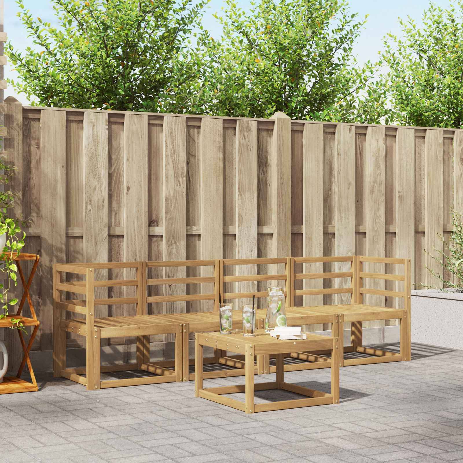 vidaXL Outdoor-Sofagarnitur 5 pcs Weiß 59 x 59 x 37 cm