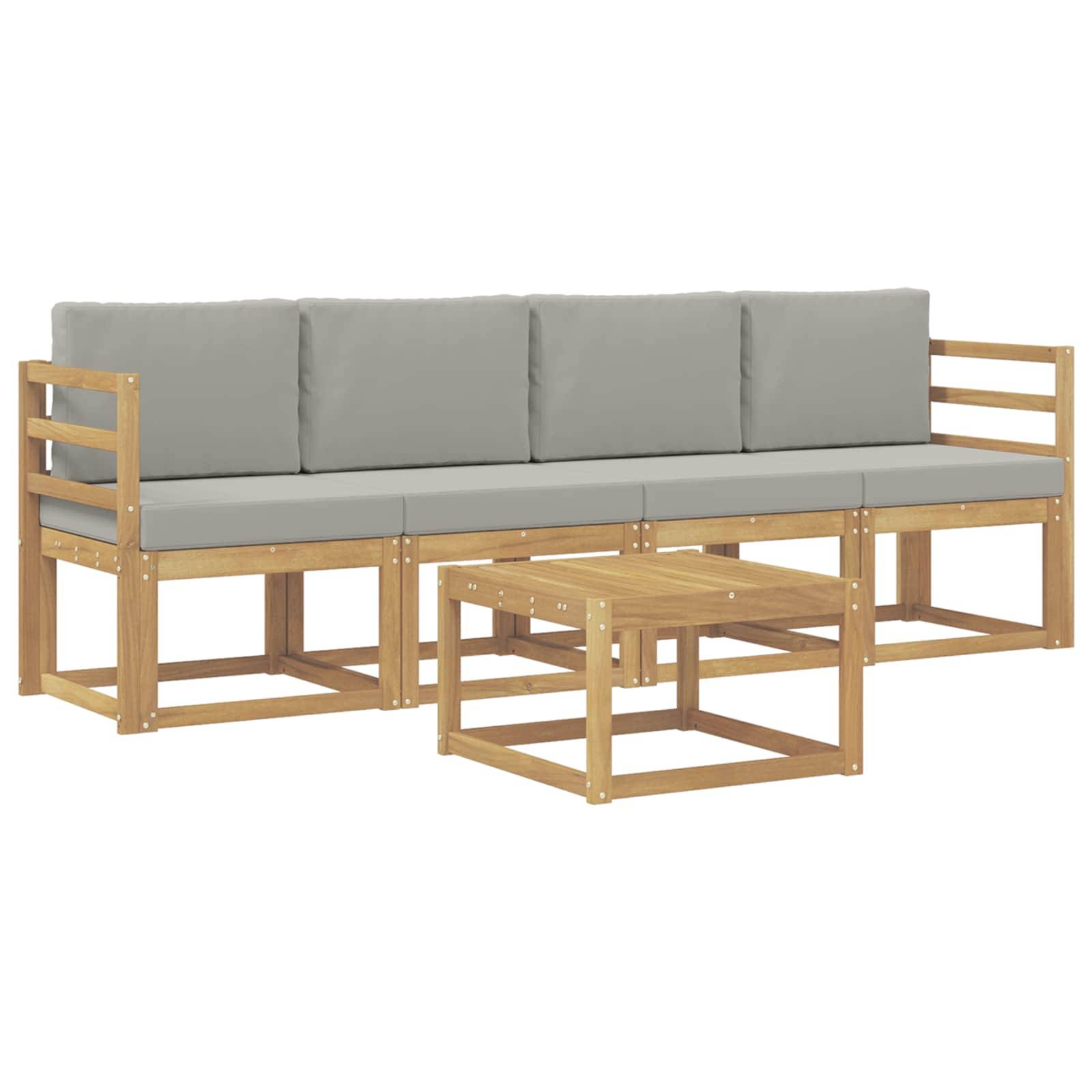 vidaXL Outdoor-Sofagarnitur 5 pcs Weiß und Hellgrau 59 x 59 x 37 cm