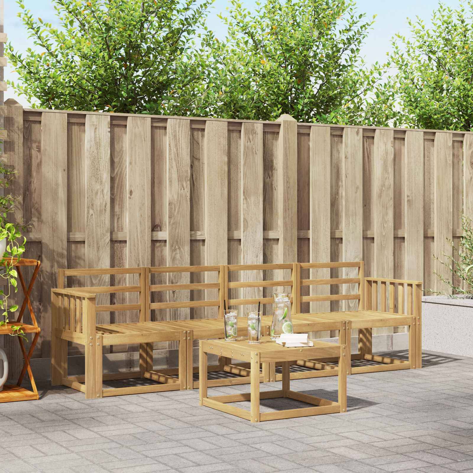 vidaXL Outdoor-Sofagarnitur 5 pcs Weiß 59 x 59 x 37 cm