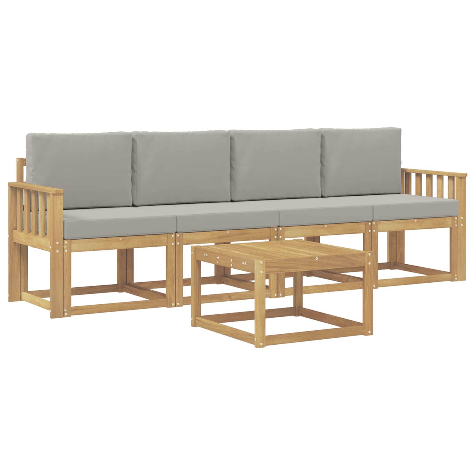 vidaXL Outdoor-Sofagarnitur 5 pcs Weiß und Hellgrau 59 x 59 x 37 cm