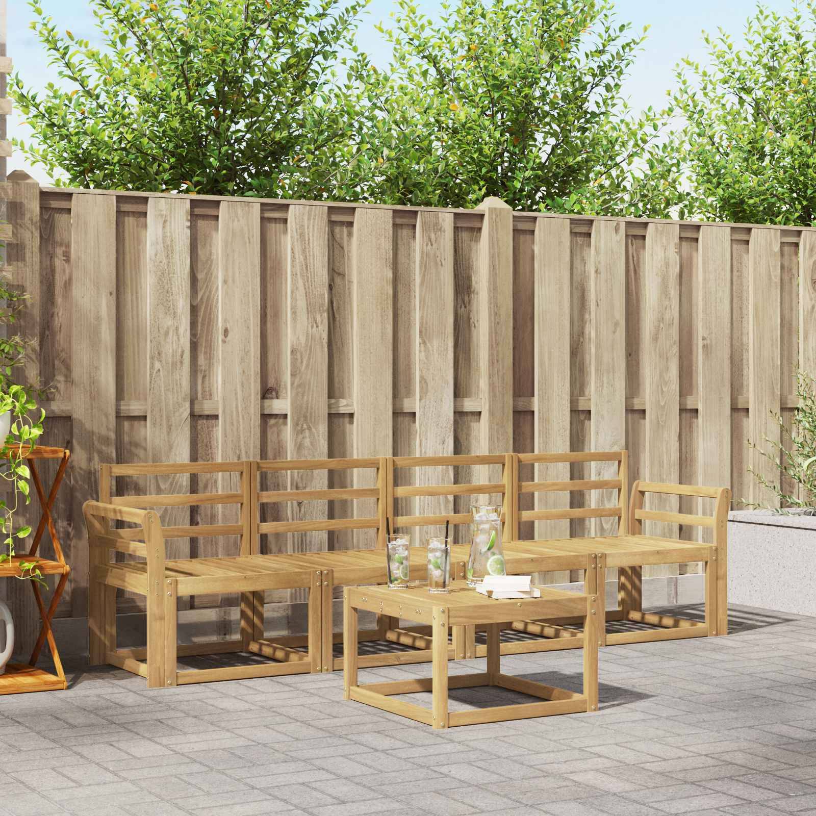 vidaXL Outdoor-Sofagarnitur 5 pcs Weiß 59 x 59 x 37 cm