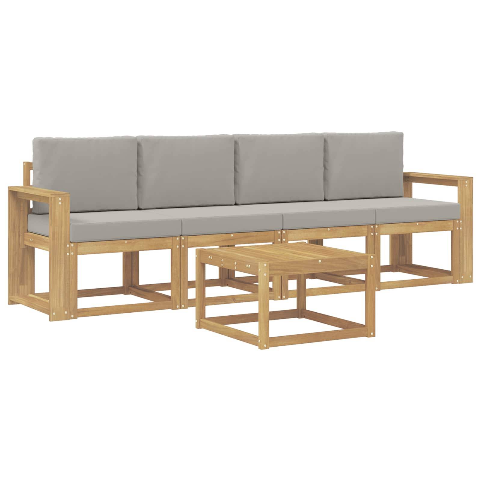 vidaXL Outdoor-Sofagarnitur 5 pcs Weiß und Hellgrau 59 x 59 x 37 cm