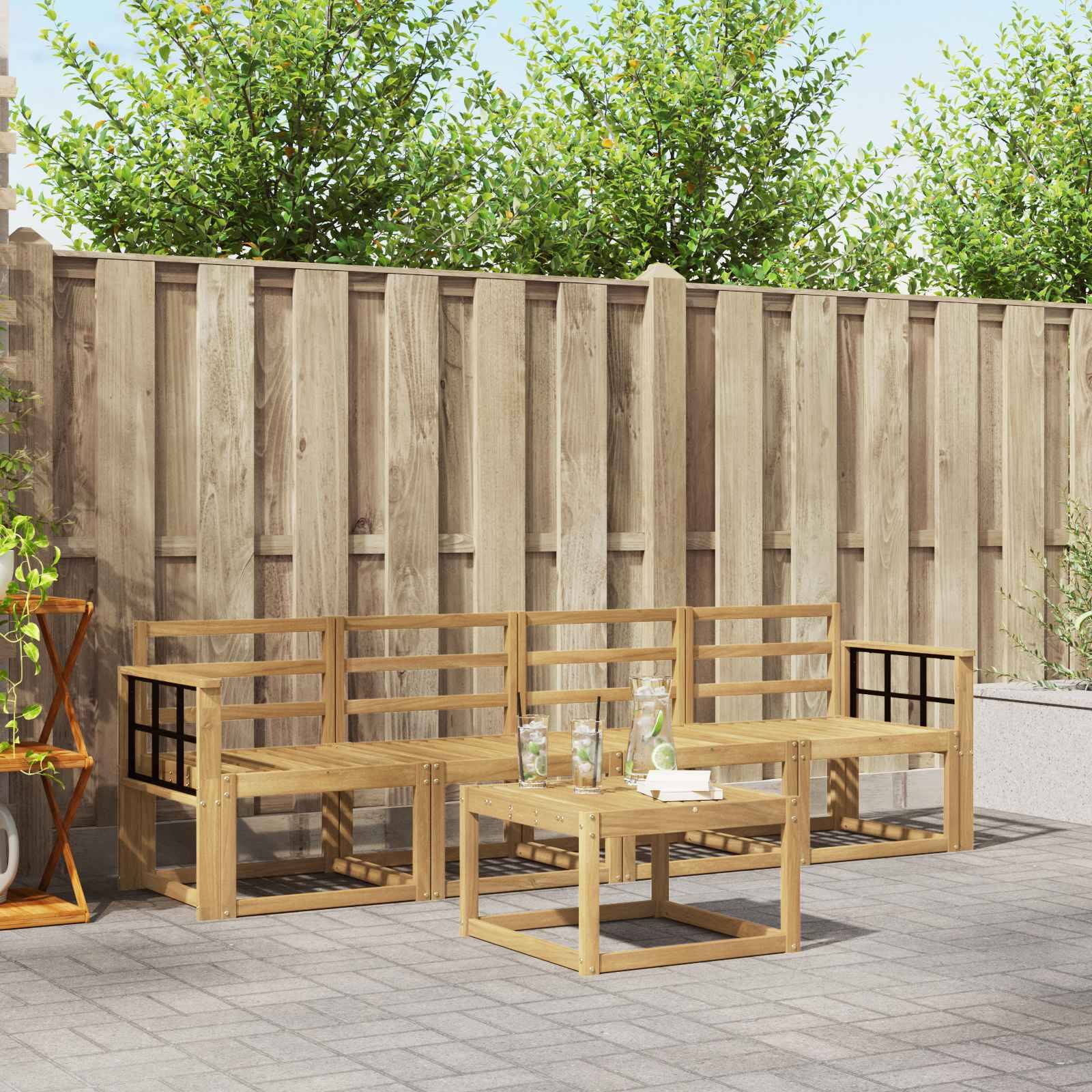 vidaXL Outdoor-Sofagarnitur 5 pcs Weiß 59 x 59 x 37 cm