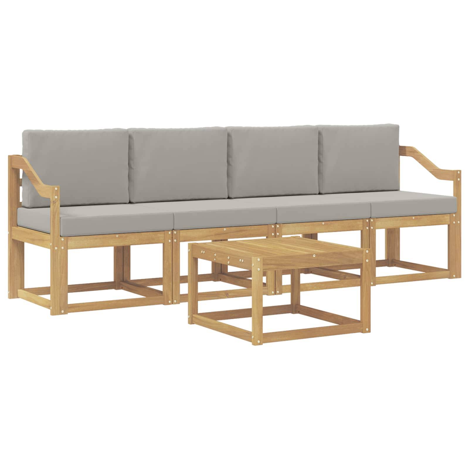 vidaXL Outdoor-Sofagarnitur 5 pcs Weiß und Hellgrau 59 x 59 x 37 cm