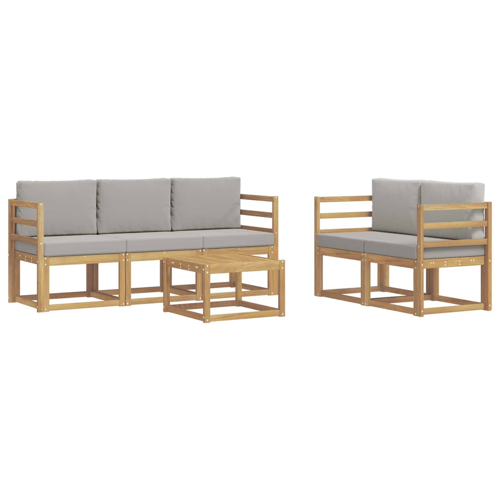 vidaXL Outdoor-Sofagarnitur 6 pcs Weiß und Hellgrau 59 x 59 x 37 cm