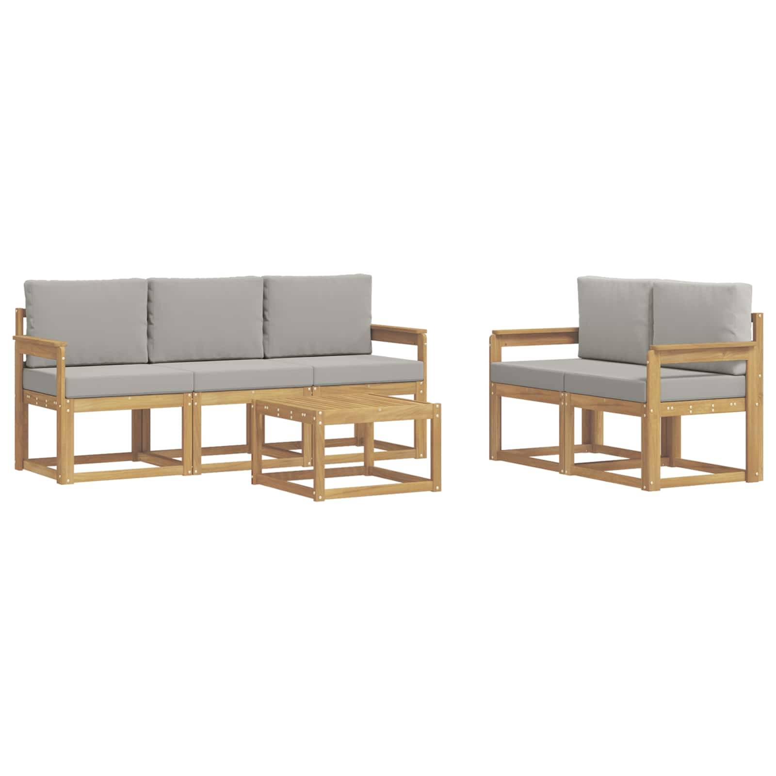 vidaXL Outdoor-Sofagarnitur 6 pcs Weiß und Hellgrau 59 x 59 x 37 cm