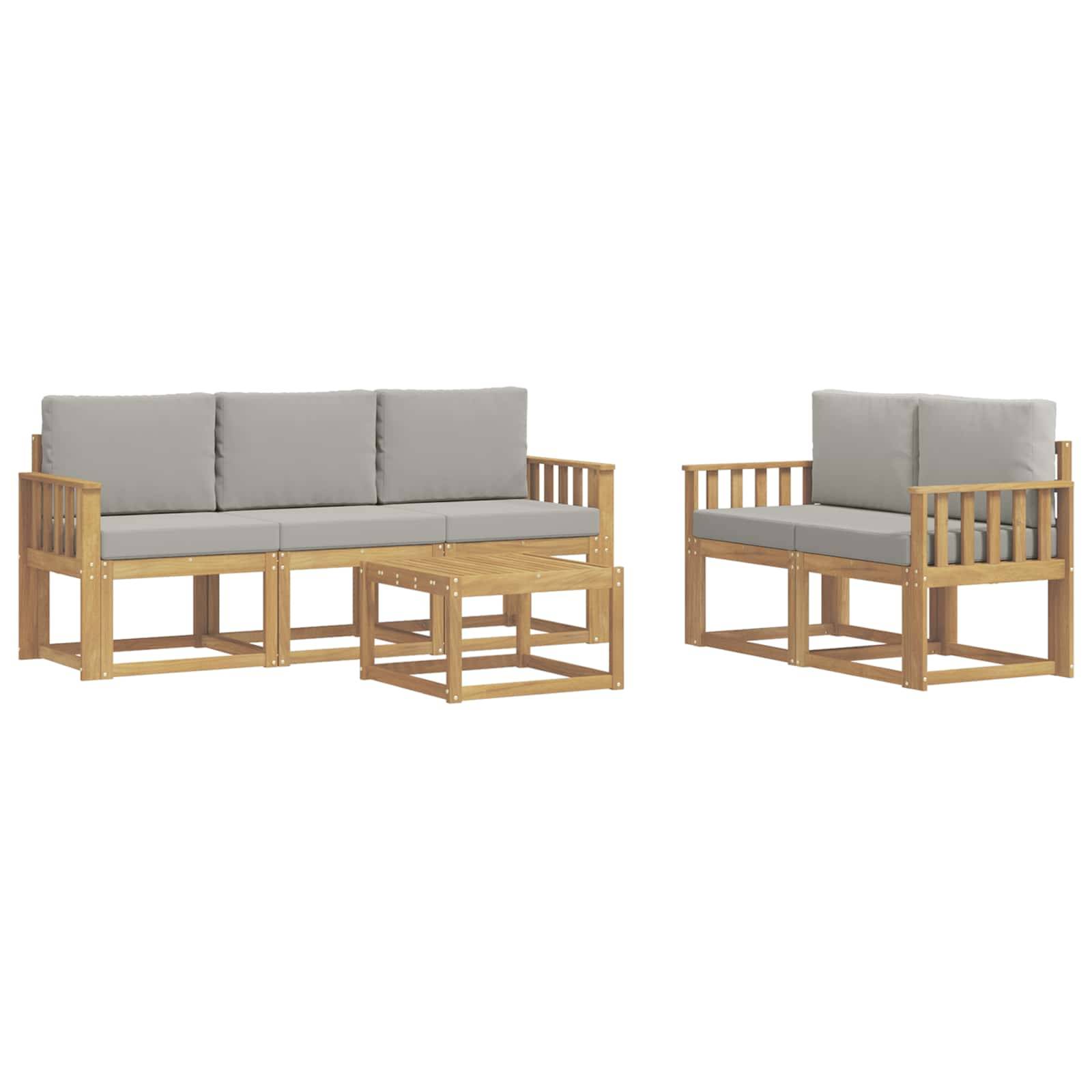 vidaXL Outdoor-Sofagarnitur 6 pcs Weiß und Hellgrau 59 x 59 x 37 cm