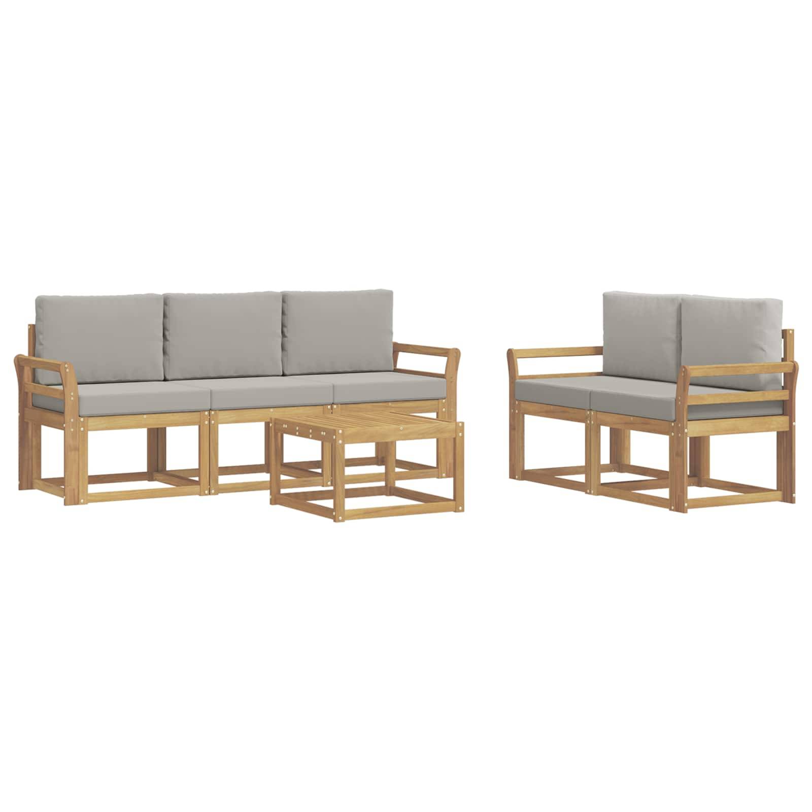 vidaXL Outdoor-Sofagarnitur 6 pcs Weiß und Hellgrau 59 x 59 x 37 cm