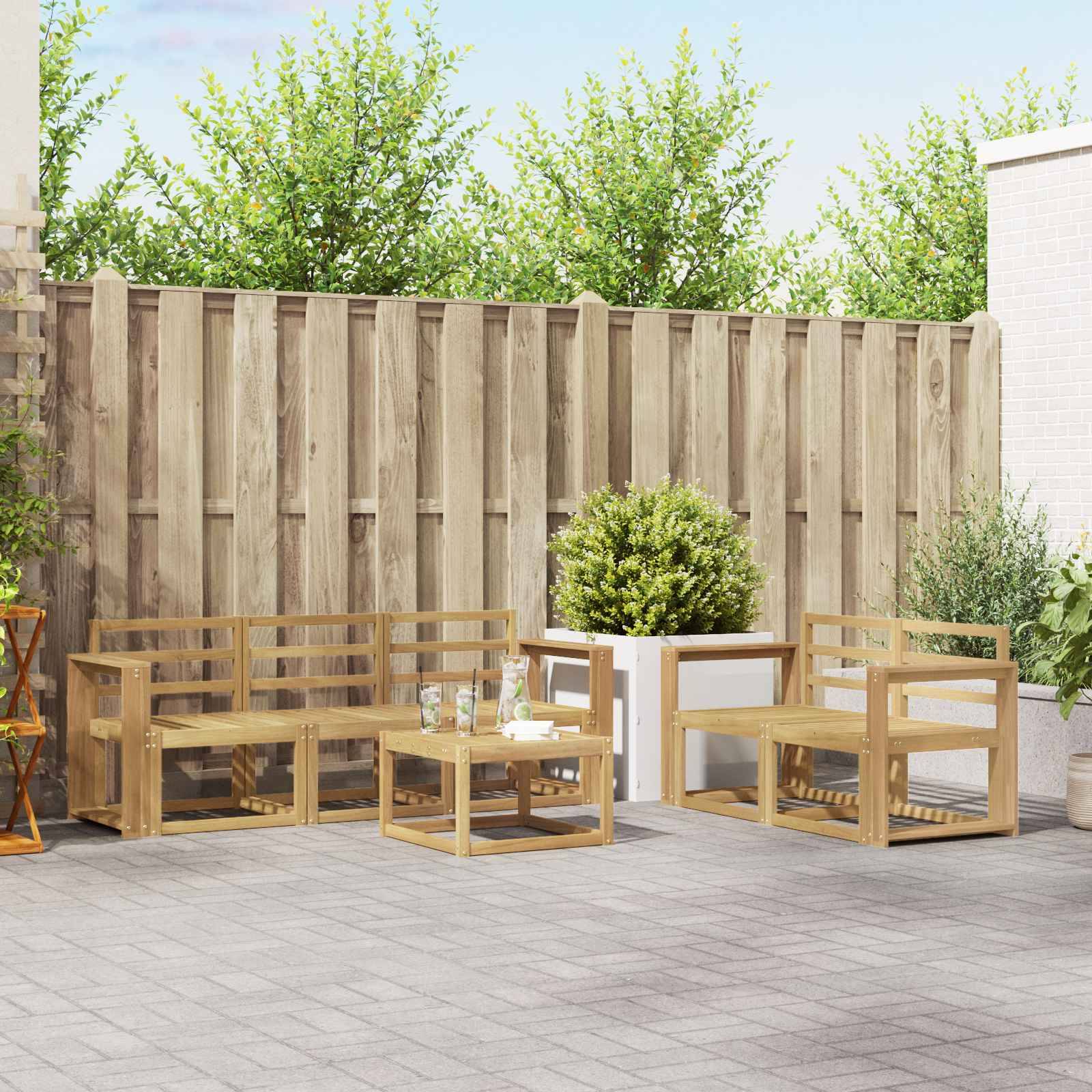 vidaXL Outdoor-Sofagarnitur 6 pcs Weiß 59 x 59 x 37 cm