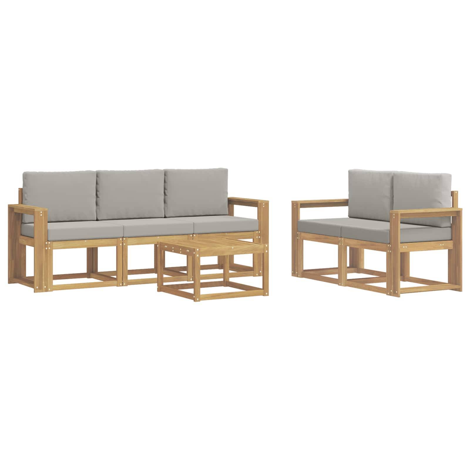 vidaXL Outdoor-Sofagarnitur 6 pcs Weiß und Hellgrau 59 x 59 x 37 cm