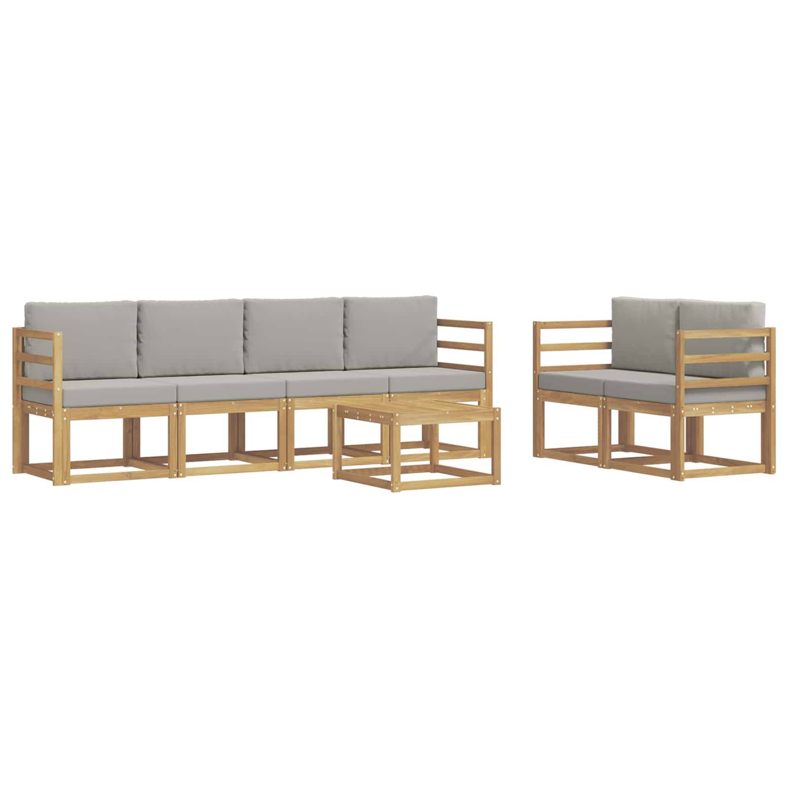 vidaXL Outdoor-Sofagarnitur 7 pcs Weiß und Hellgrau 59 x 59 x 37 cm
