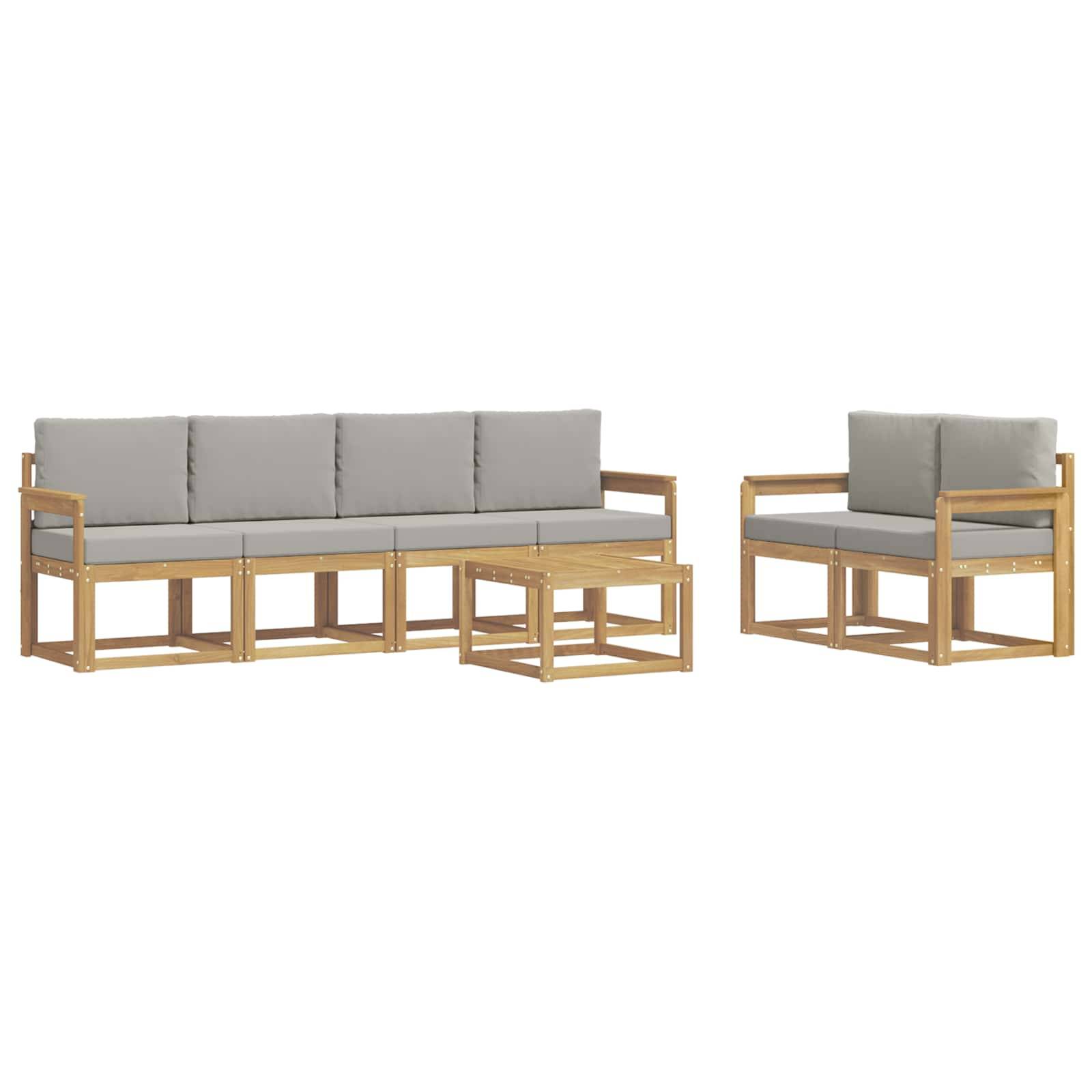 vidaXL Outdoor-Sofagarnitur 7 pcs Weiß und Hellgrau 59 x 59 x 37 cm
