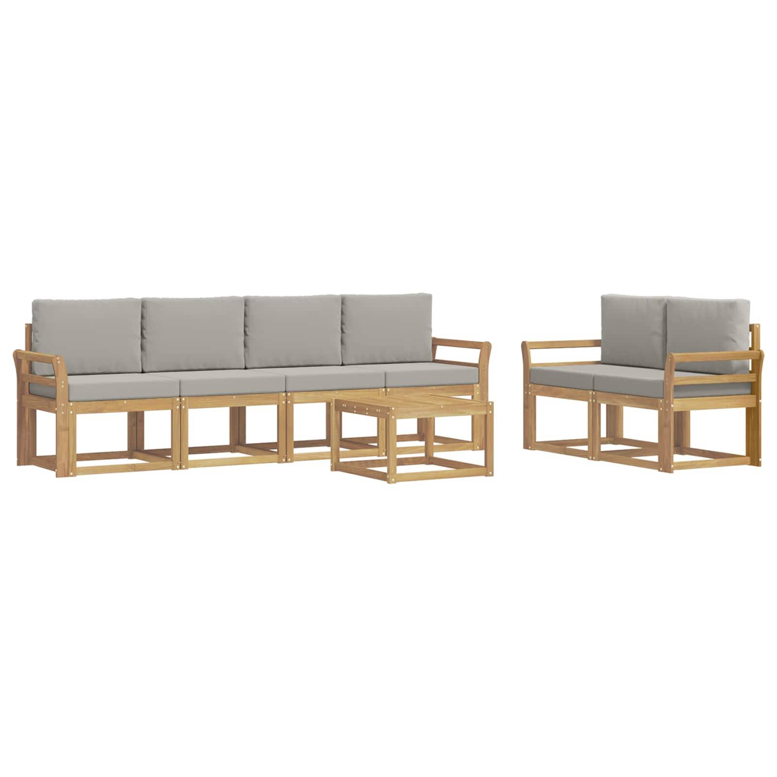 vidaXL Outdoor-Sofagarnitur 7 pcs Weiß und Hellgrau 59 x 59 x 37 cm