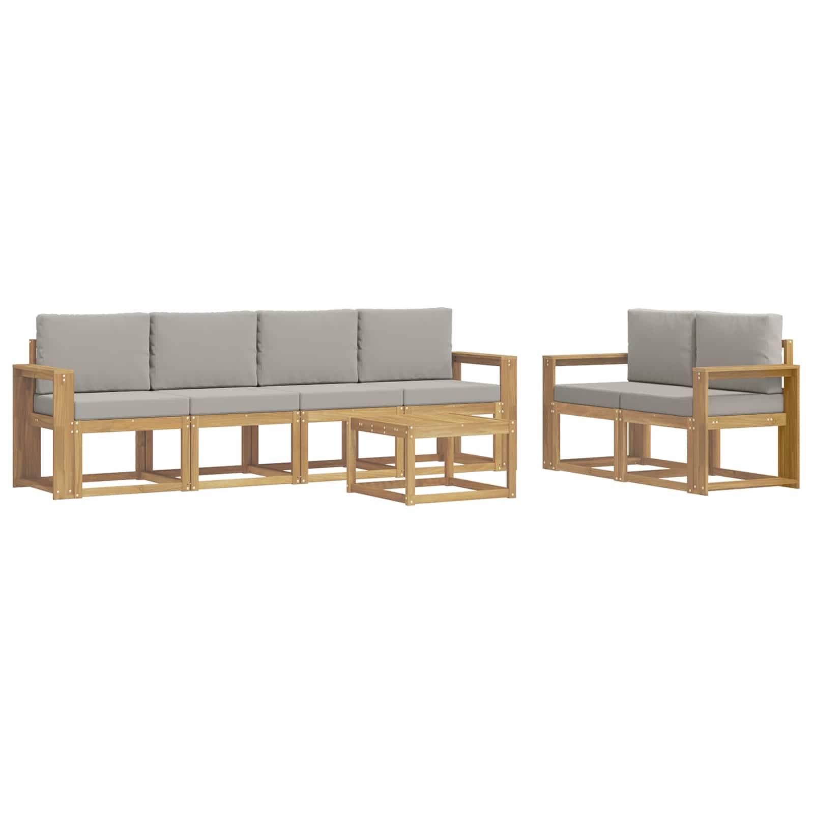 vidaXL Outdoor-Sofagarnitur 7 pcs Weiß und Hellgrau 59 x 59 x 37 cm