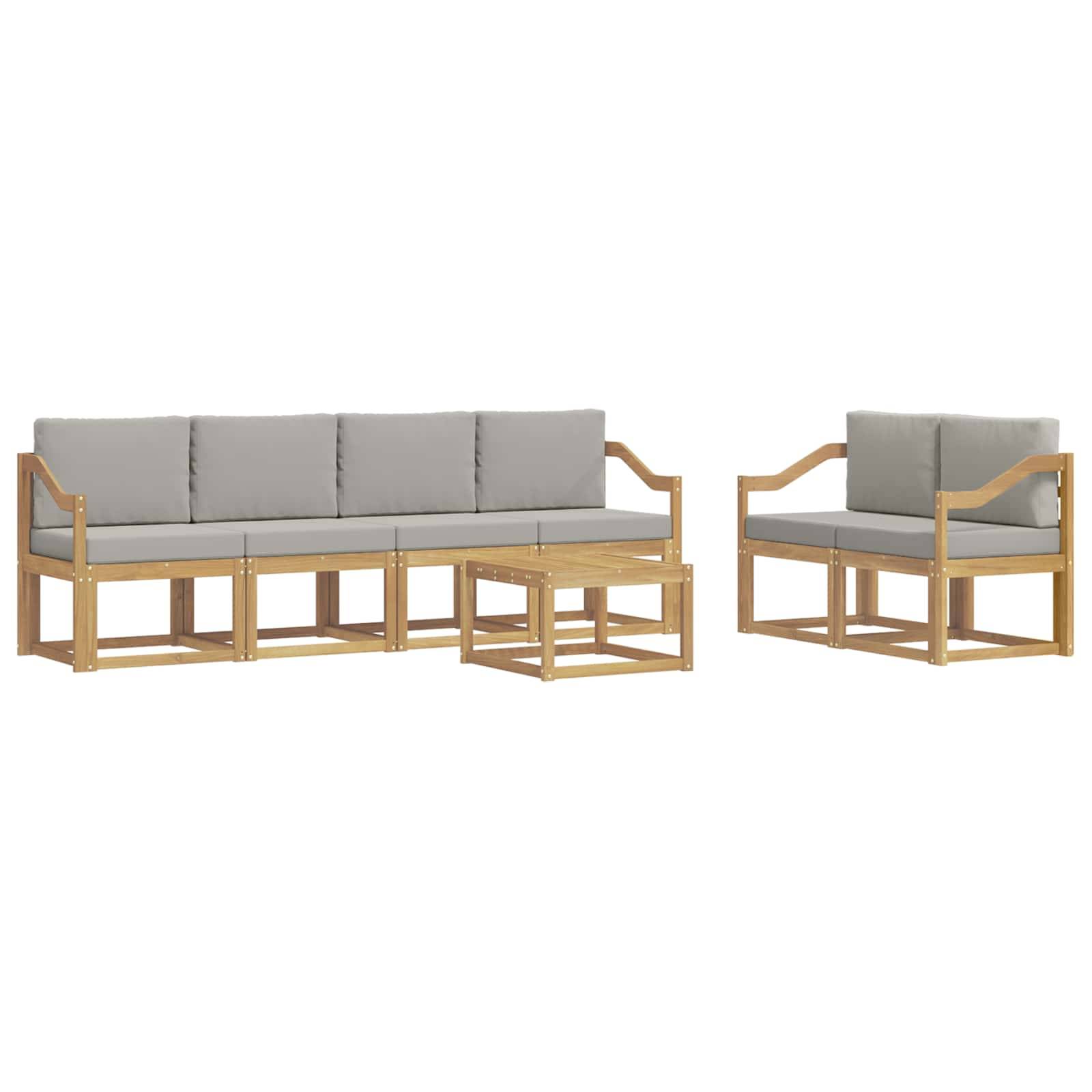 vidaXL Outdoor-Sofagarnitur 7 pcs Weiß und Hellgrau 59 x 59 x 37 cm