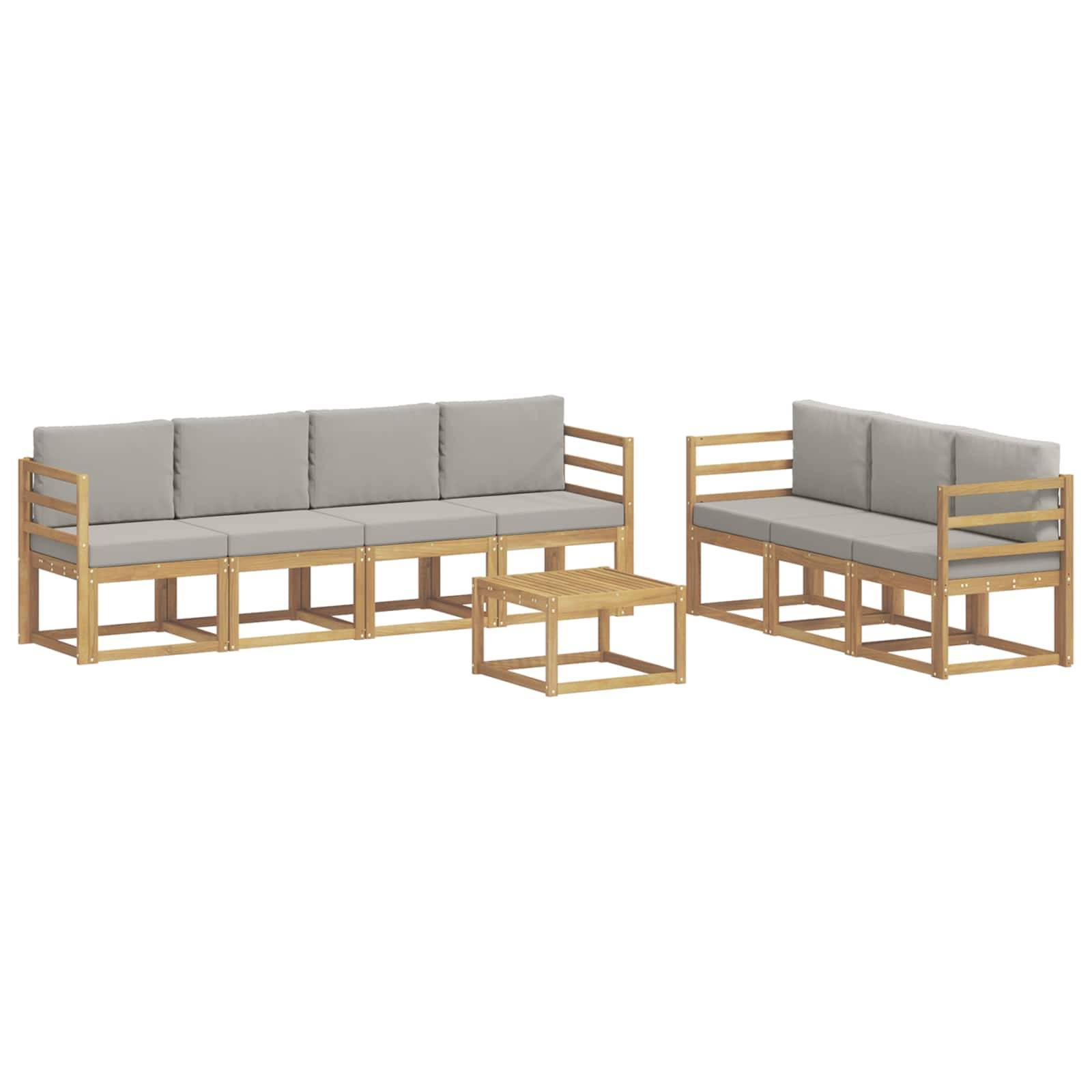 vidaXL Outdoor-Sofagarnitur 8 pcs Weiß und Hellgrau 59 x 59 x 37 cm