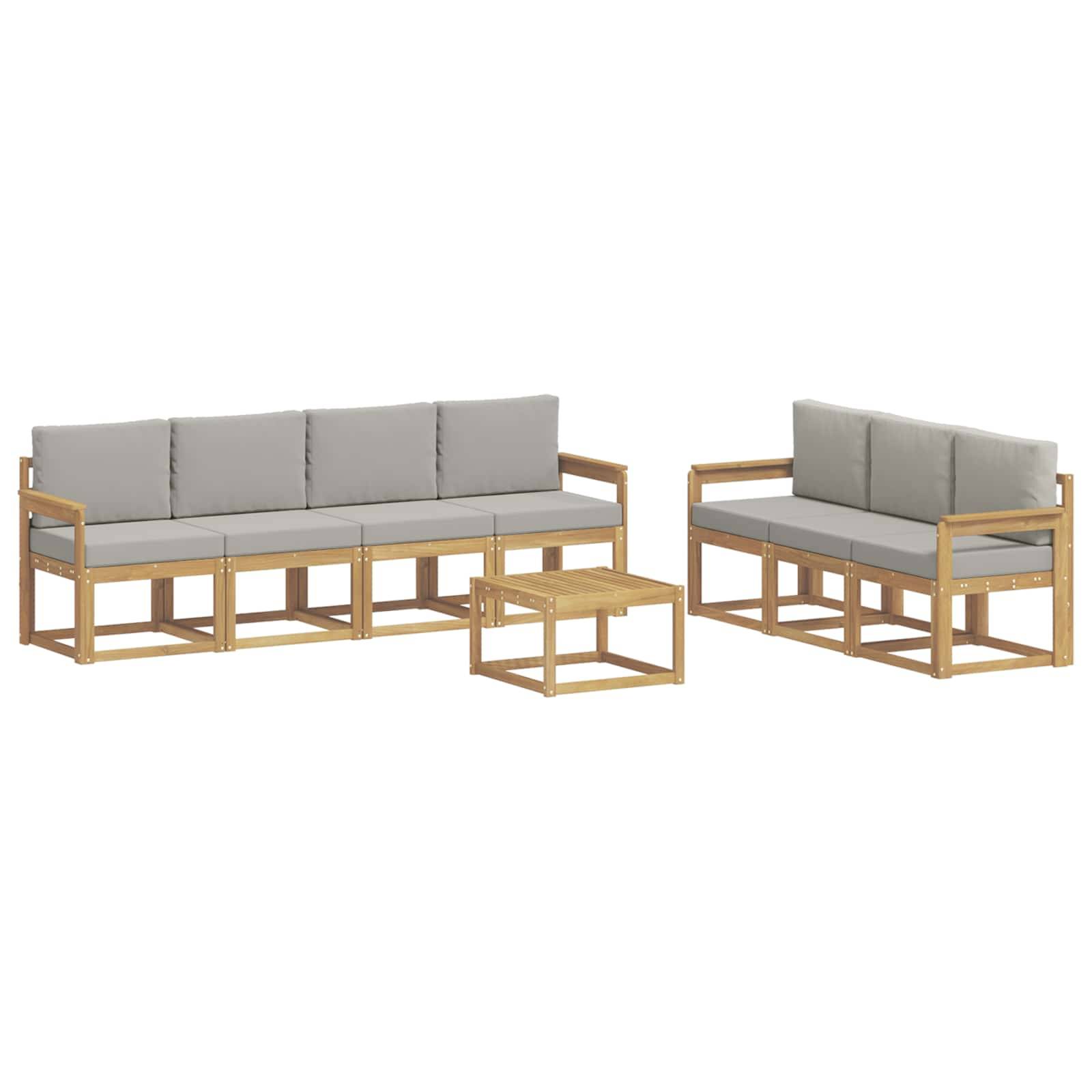 vidaXL Outdoor-Sofagarnitur 8 pcs Weiß und Hellgrau 59 x 59 x 37 cm