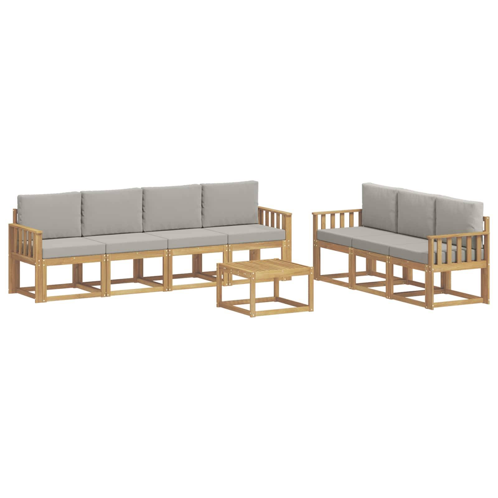 vidaXL Outdoor-Sofagarnitur 8 pcs Weiß und Hellgrau 59 x 59 x 37 cm
