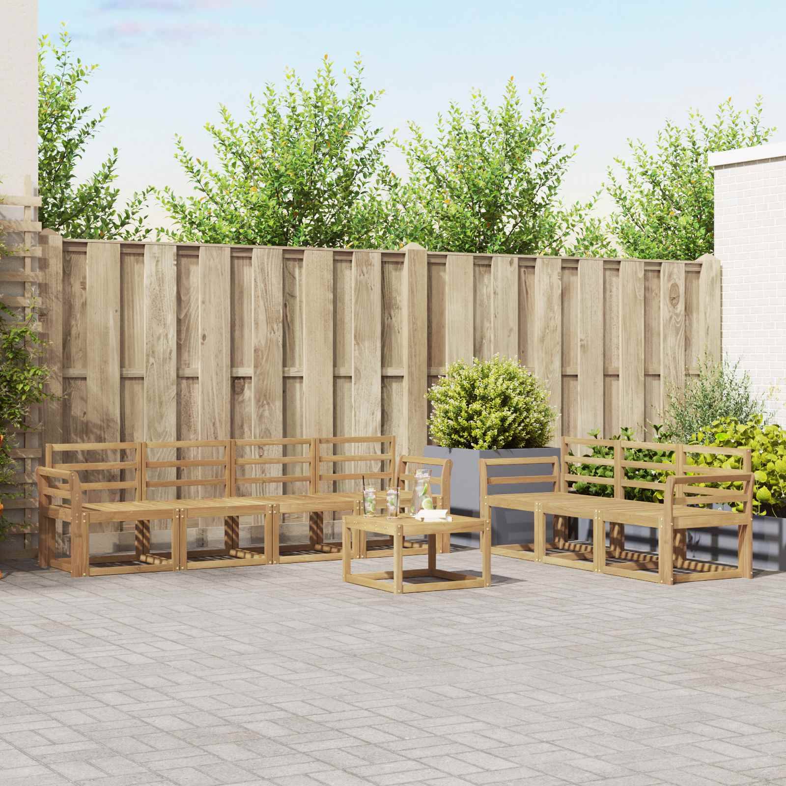 vidaXL Outdoor-Sofagarnitur 8 pcs Weiß 59 x 59 x 37 cm