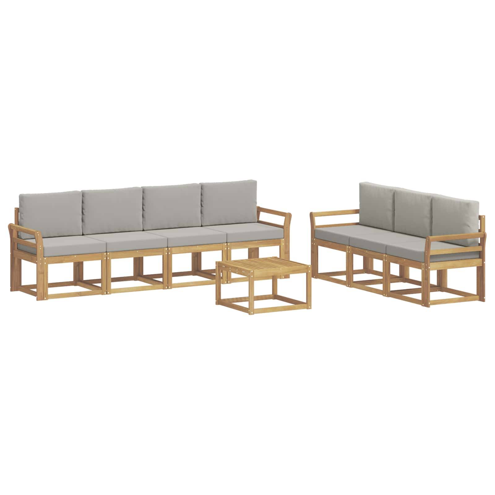 vidaXL Outdoor-Sofagarnitur 8 pcs Weiß und Hellgrau 59 x 59 x 37 cm