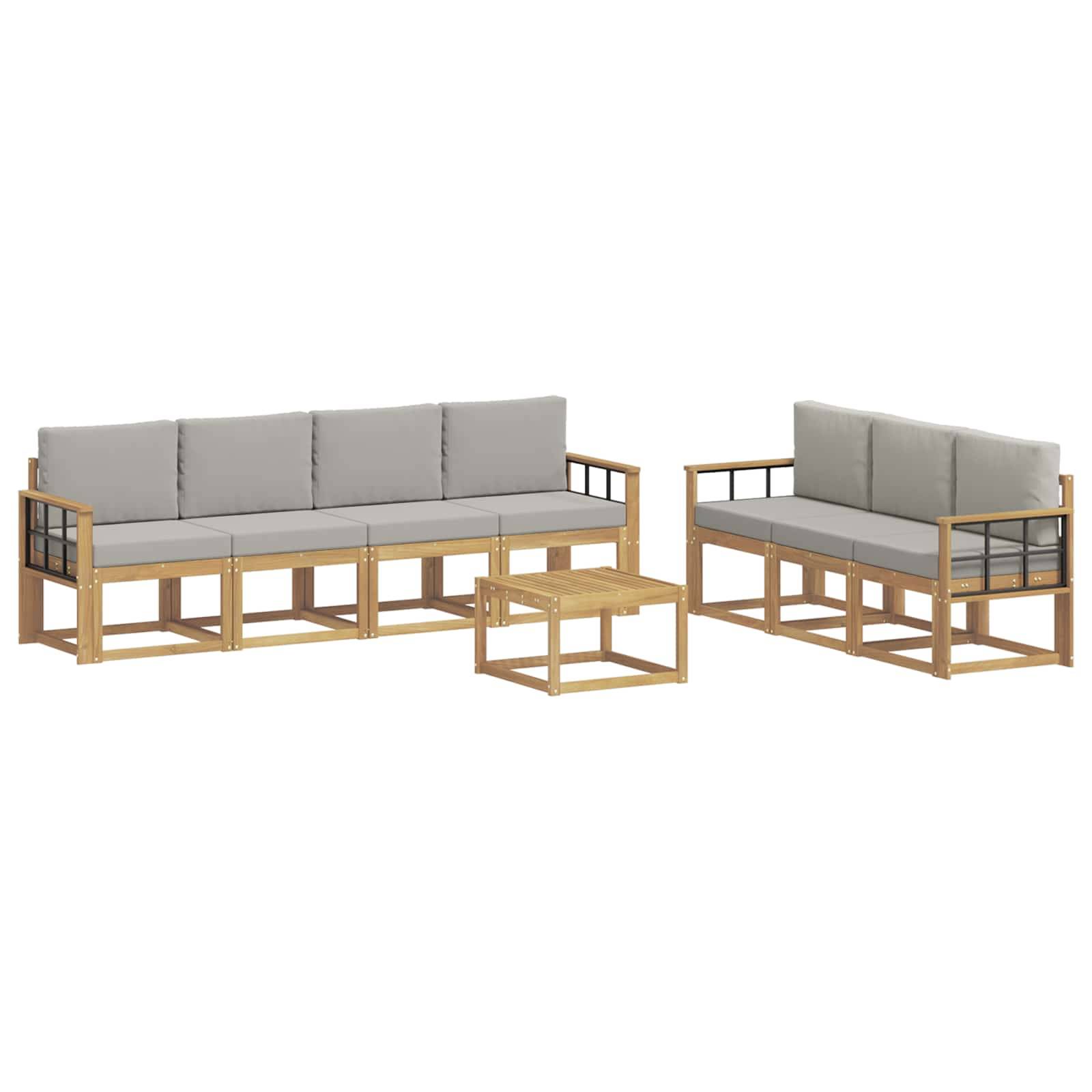 vidaXL Outdoor-Sofagarnitur 8 pcs Weiß und Hellgrau 59 x 59 x 37 cm