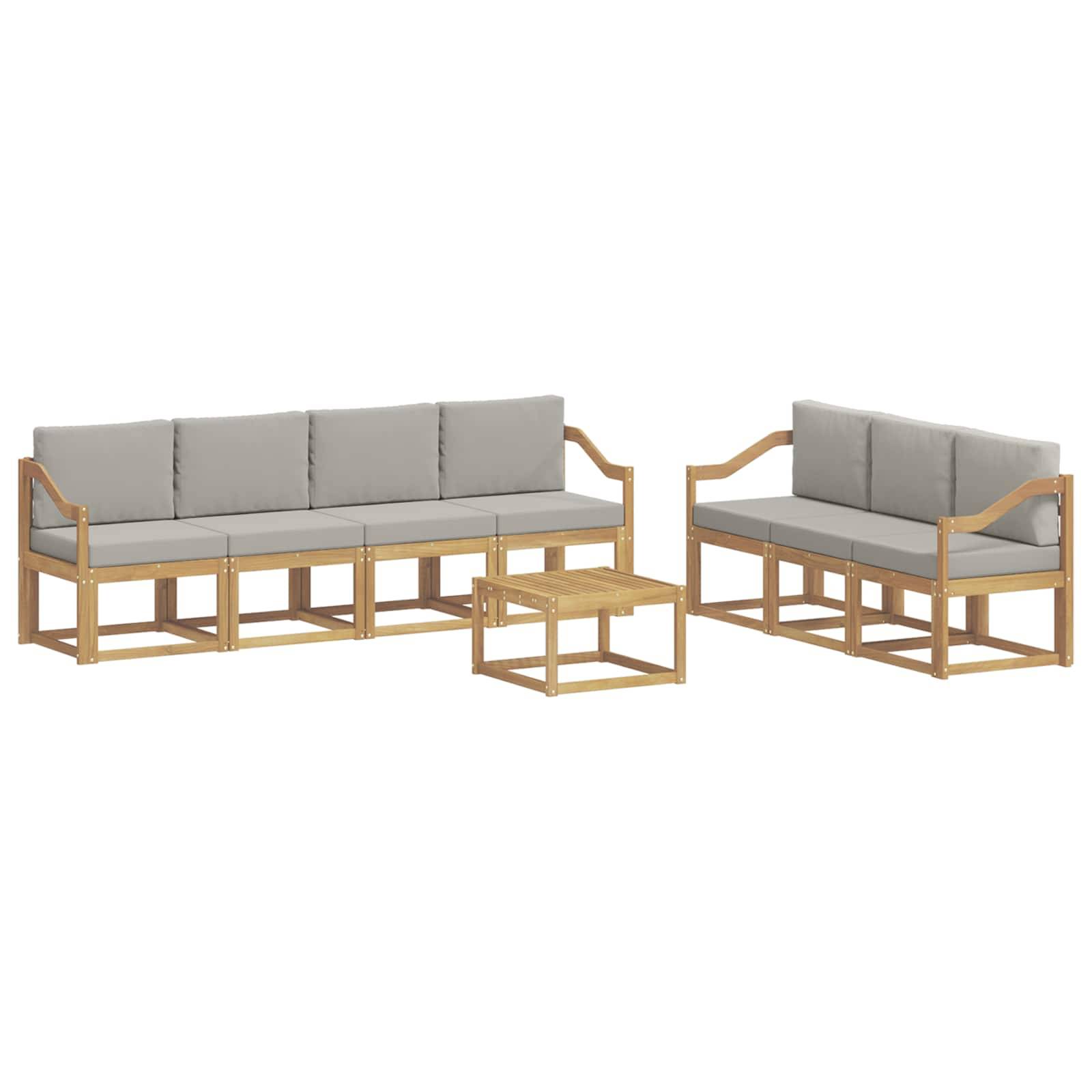 vidaXL Outdoor-Sofagarnitur 8 pcs Weiß und Hellgrau 59 x 59 x 37 cm