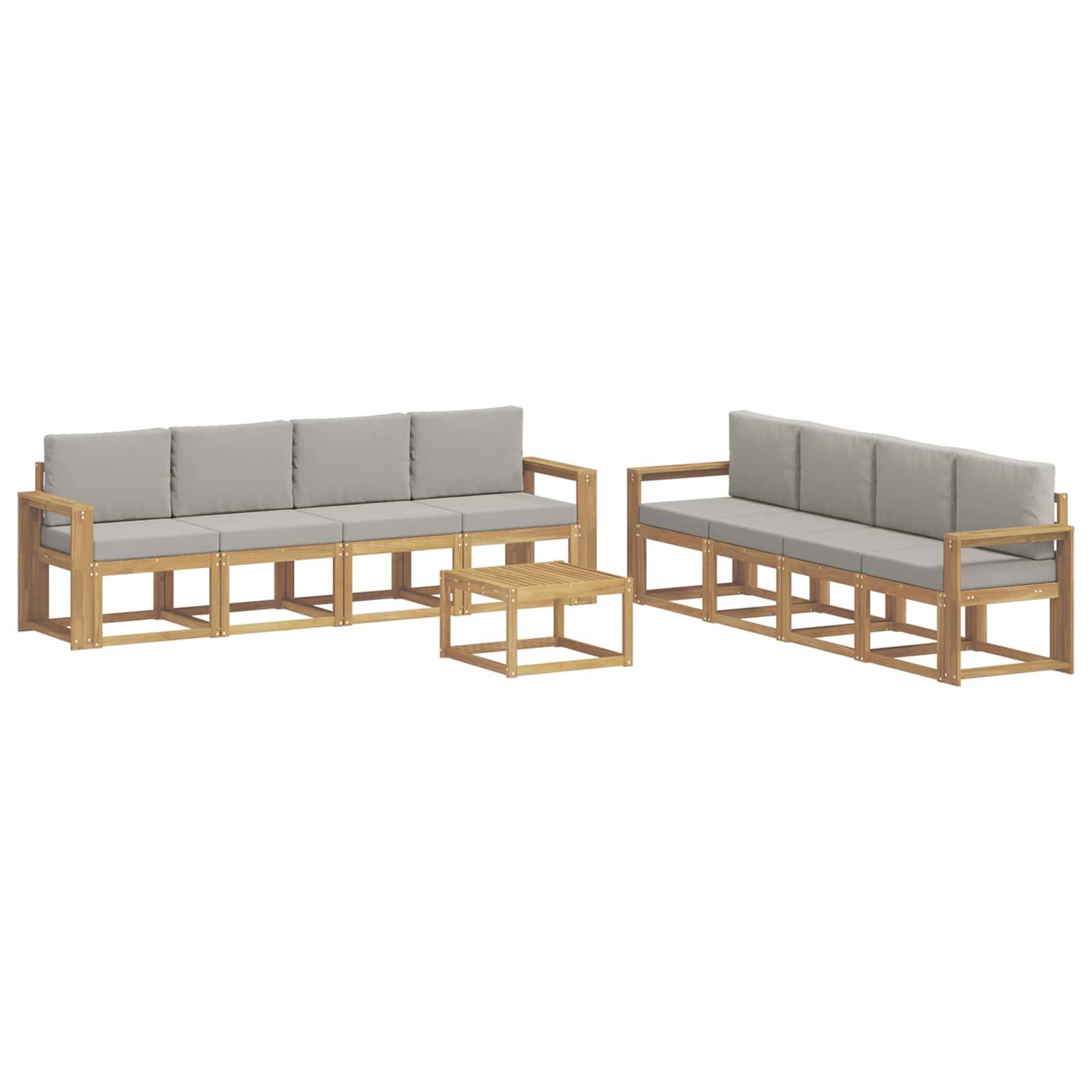 vidaXL Outdoor-Sofagarnitur 9 pcs Weiß und Hellgrau 59 x 59 x 37 cm
