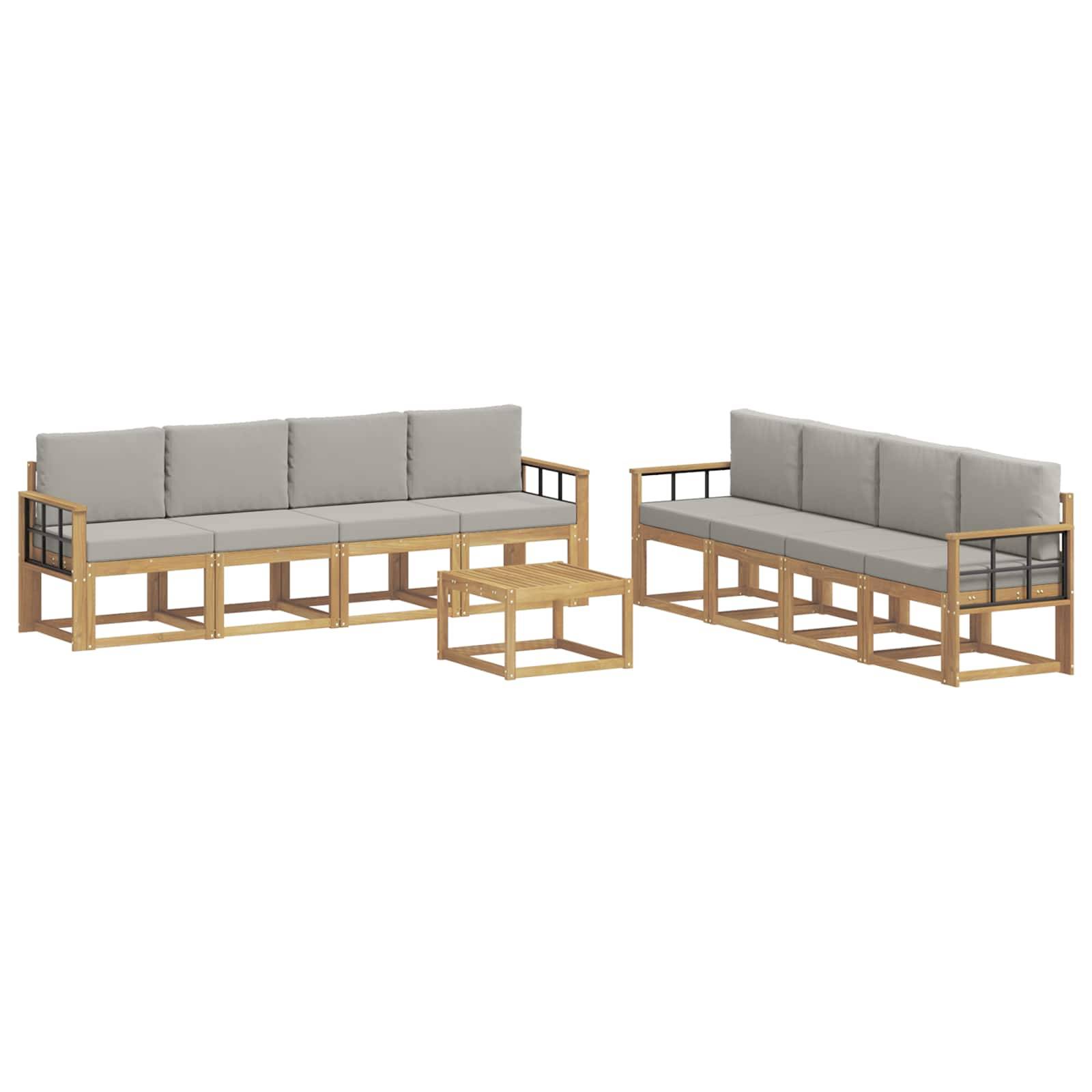 vidaXL Outdoor-Sofagarnitur 9 pcs Weiß und Hellgrau 59 x 59 x 37 cm