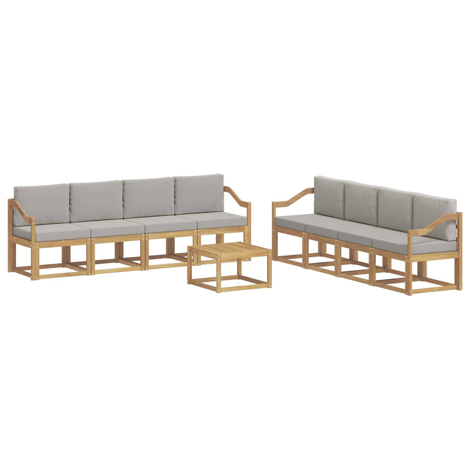 vidaXL Outdoor-Sofagarnitur 9 pcs Weiß und Hellgrau 59 x 59 x 37 cm