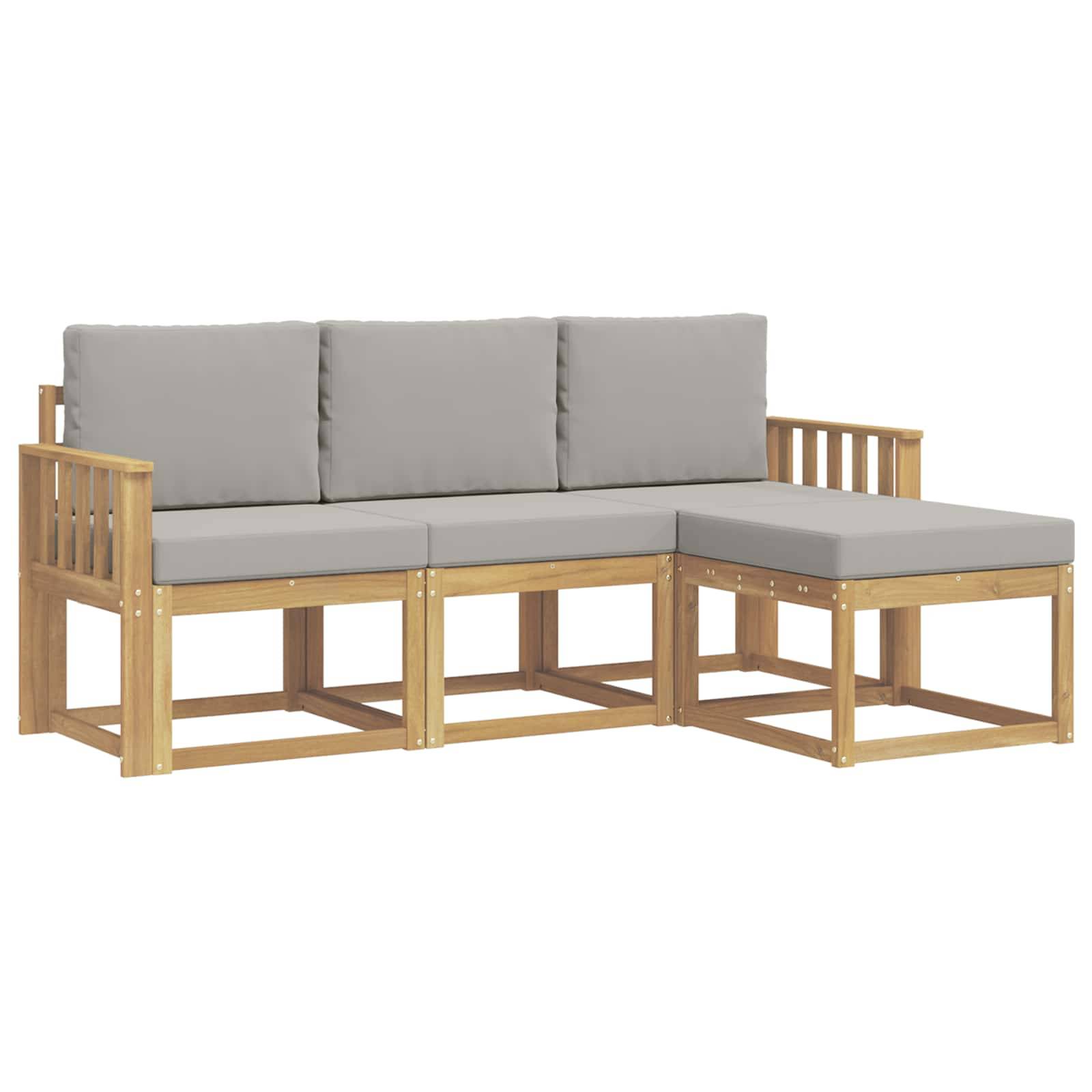 vidaXL Outdoor-Sofagarnitur 4 pcs Weiß und Hellgrau