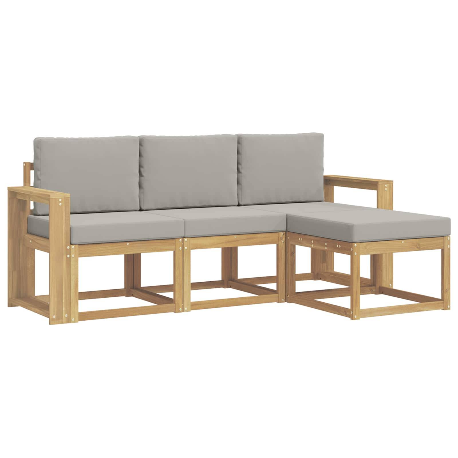 vidaXL Outdoor-Sofagarnitur 4 pcs Weiß und Hellgrau