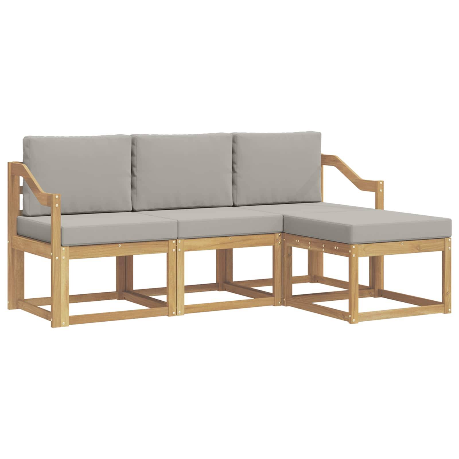 vidaXL Outdoor-Sofagarnitur 4 pcs Weiß und Hellgrau