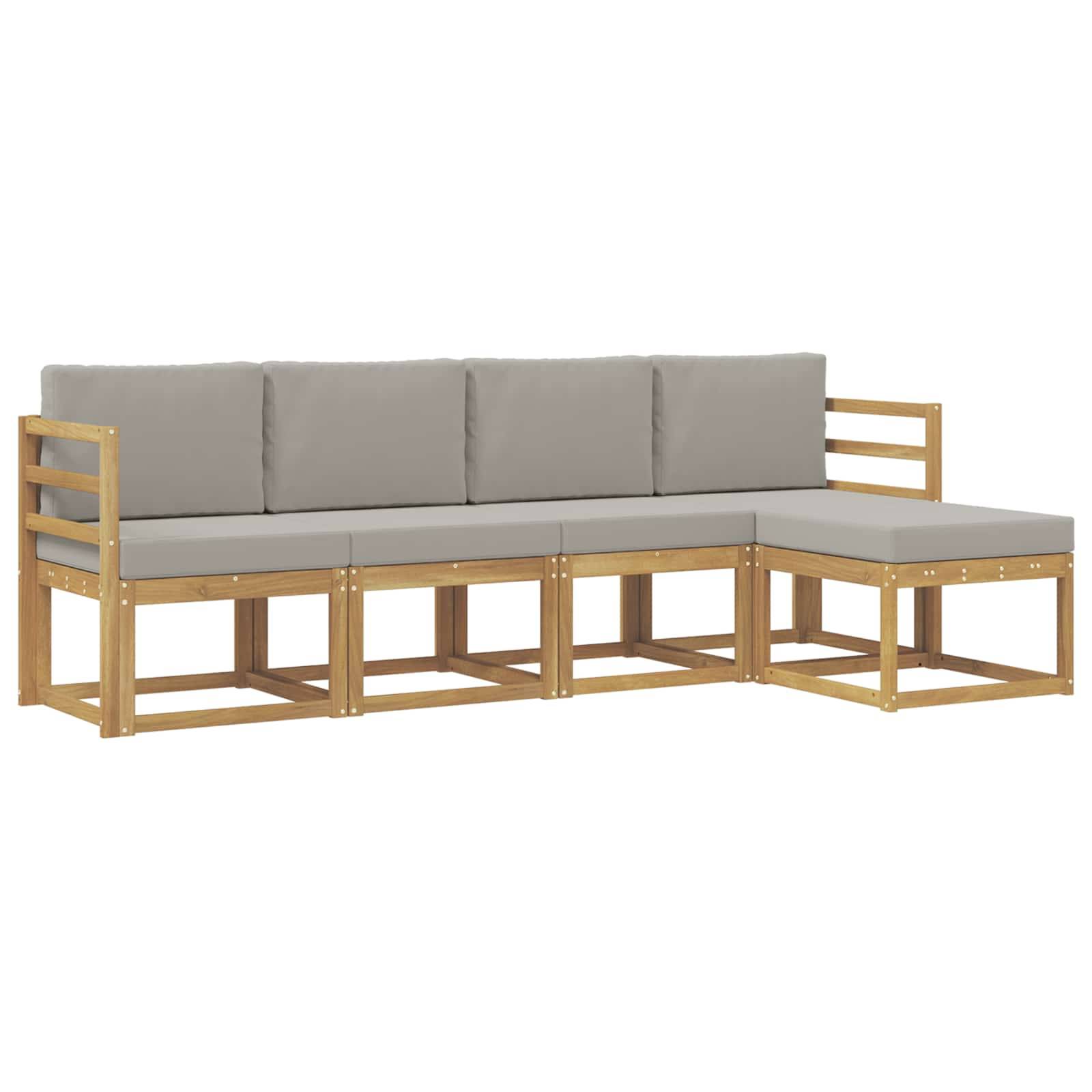 vidaXL Outdoor-Sofagarnitur 5 pcs Weiß und Hellgrau