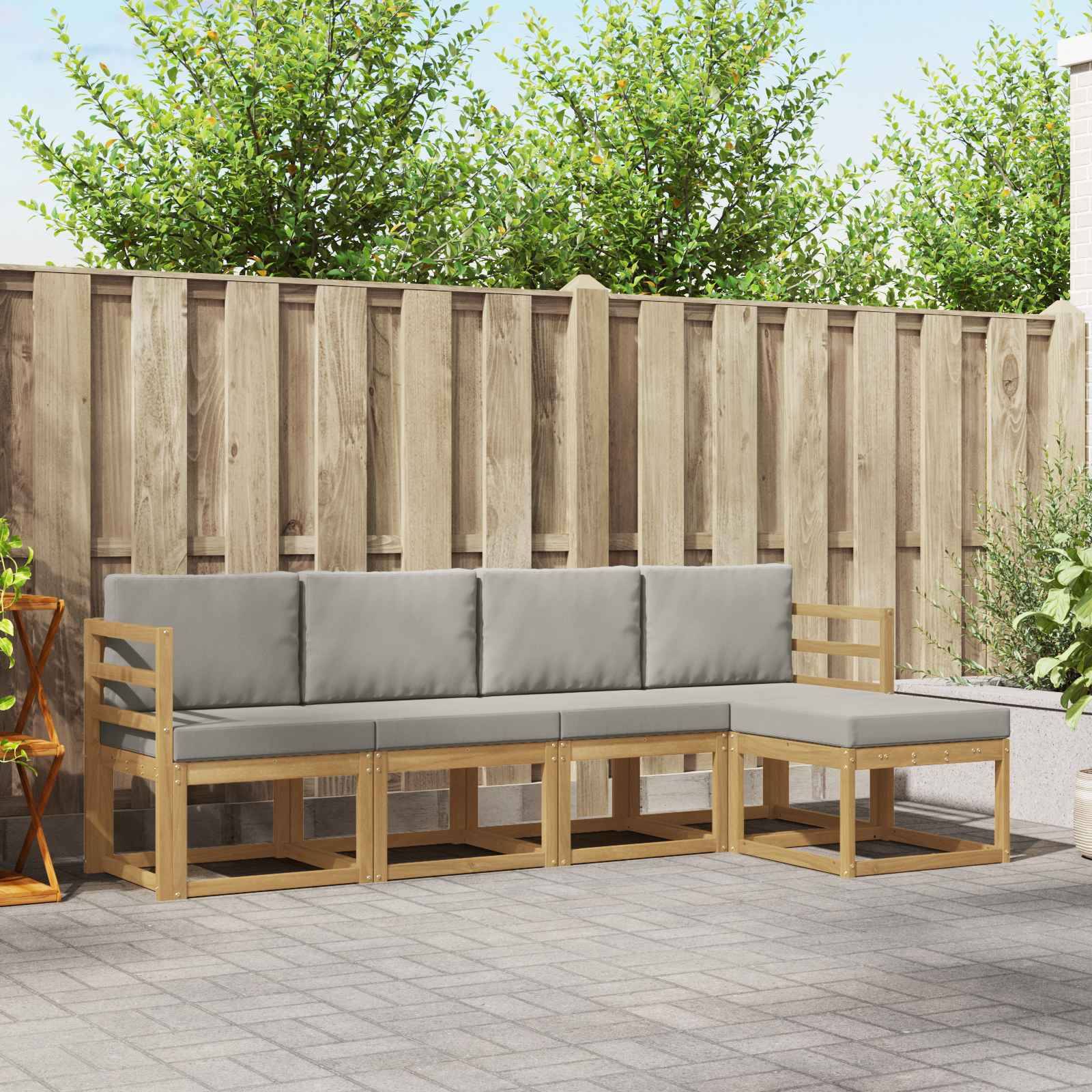 vidaXL Outdoor-Sofagarnitur 5 pcs Weiß und Hellgrau