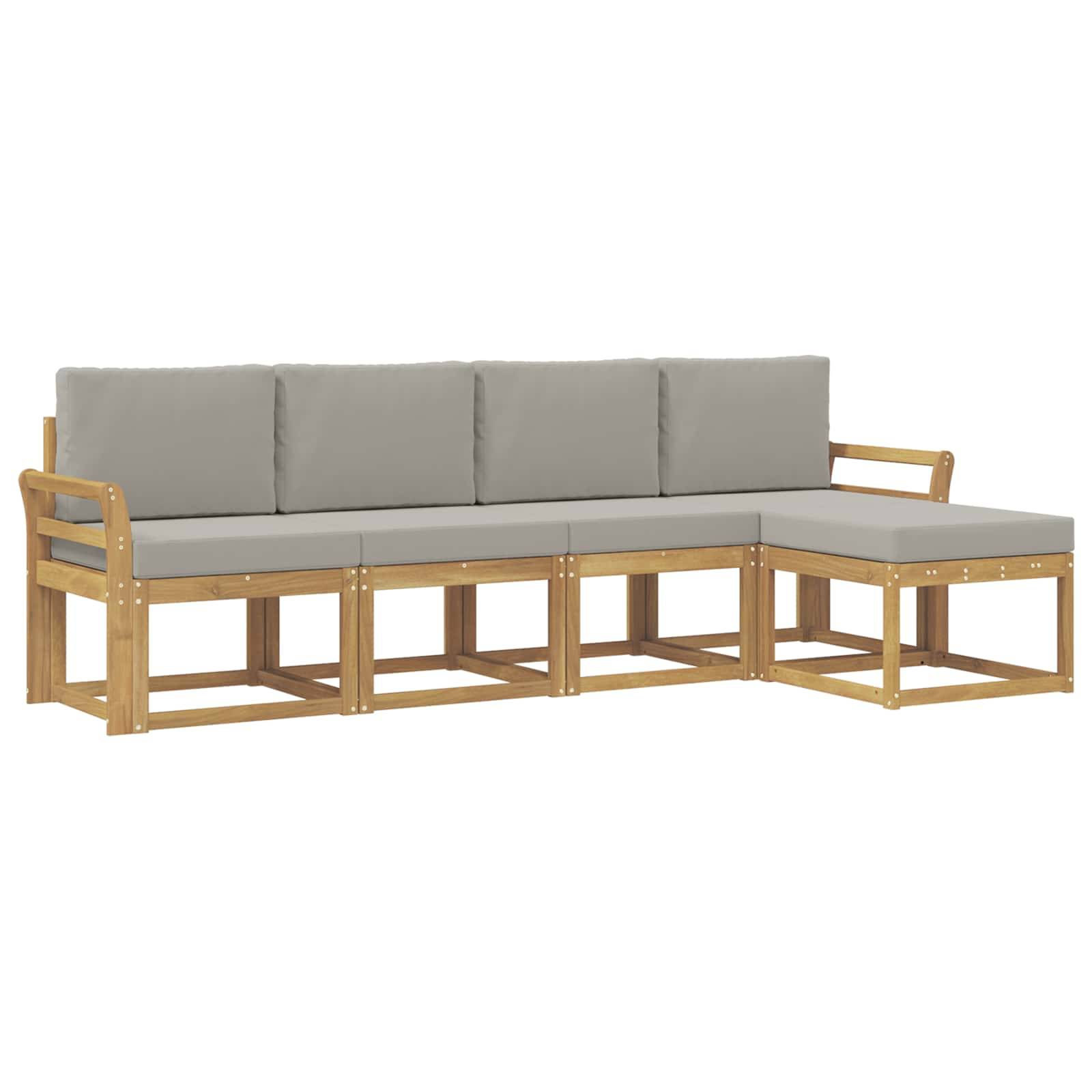 vidaXL Outdoor-Sofagarnitur 5 pcs Weiß und Hellgrau