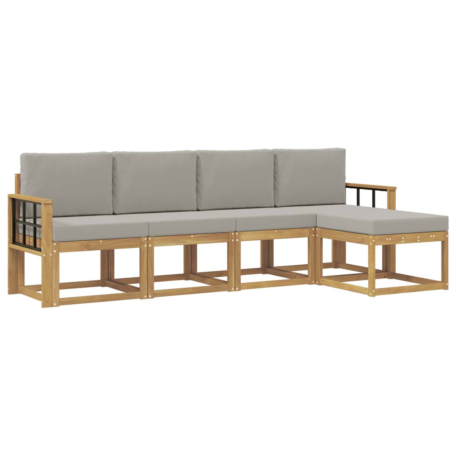 vidaXL Outdoor-Sofagarnitur 5 pcs Weiß und Hellgrau