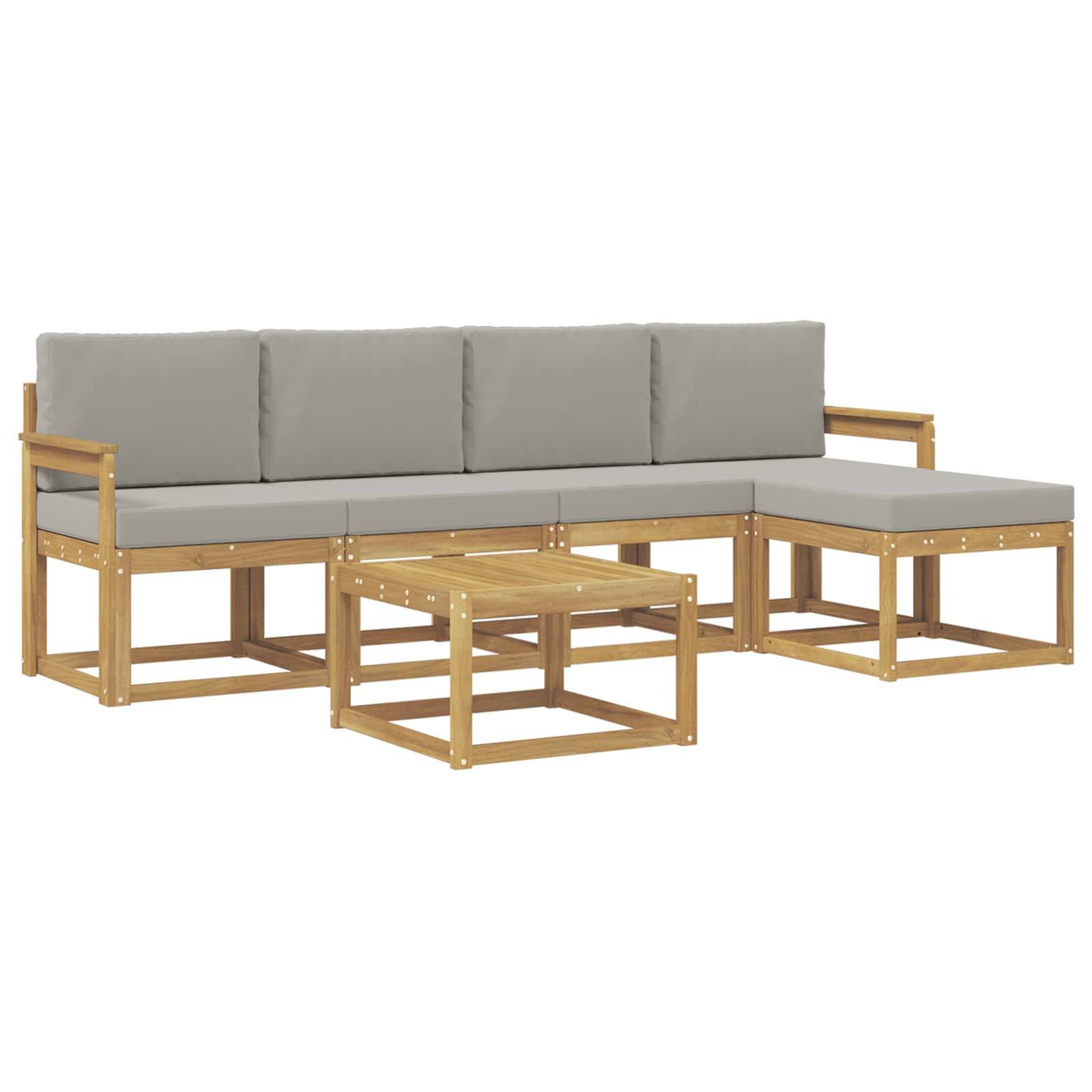 vidaXL Outdoor-Sofagarnitur 6 pcs Weiß und Hellgrau 59 x 59 x 37 cm