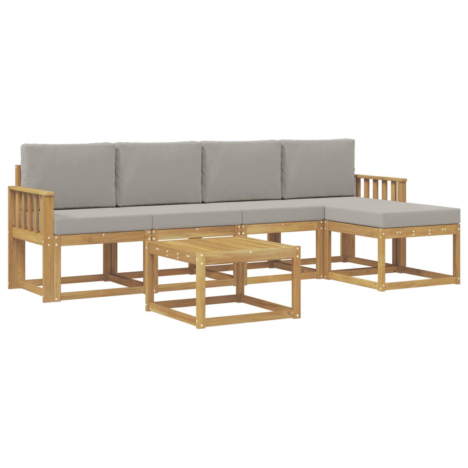 vidaXL Outdoor-Sofagarnitur 6 pcs Weiß und Hellgrau 59 x 59 x 37 cm