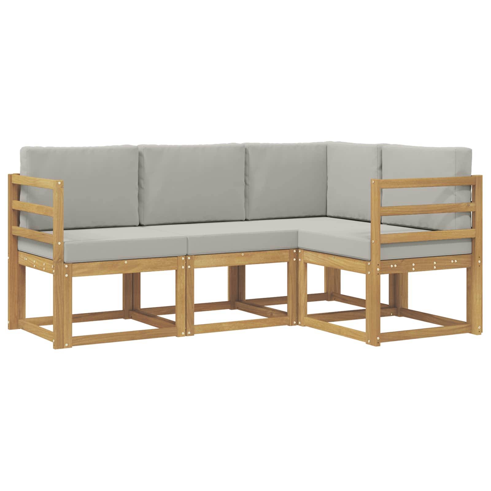 vidaXL Outdoor-Sofagarnitur 4 pcs Weiß und Hellgrau