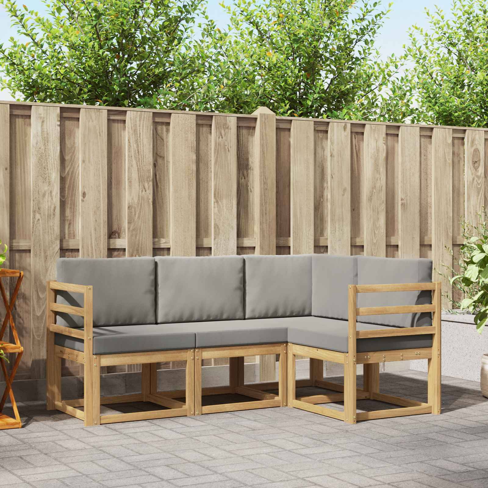 vidaXL Outdoor-Sofagarnitur 4 pcs Weiß und Hellgrau