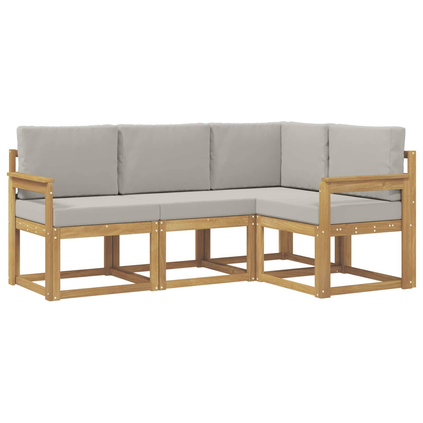 vidaXL Outdoor-Sofagarnitur 4 pcs Weiß und Hellgrau
