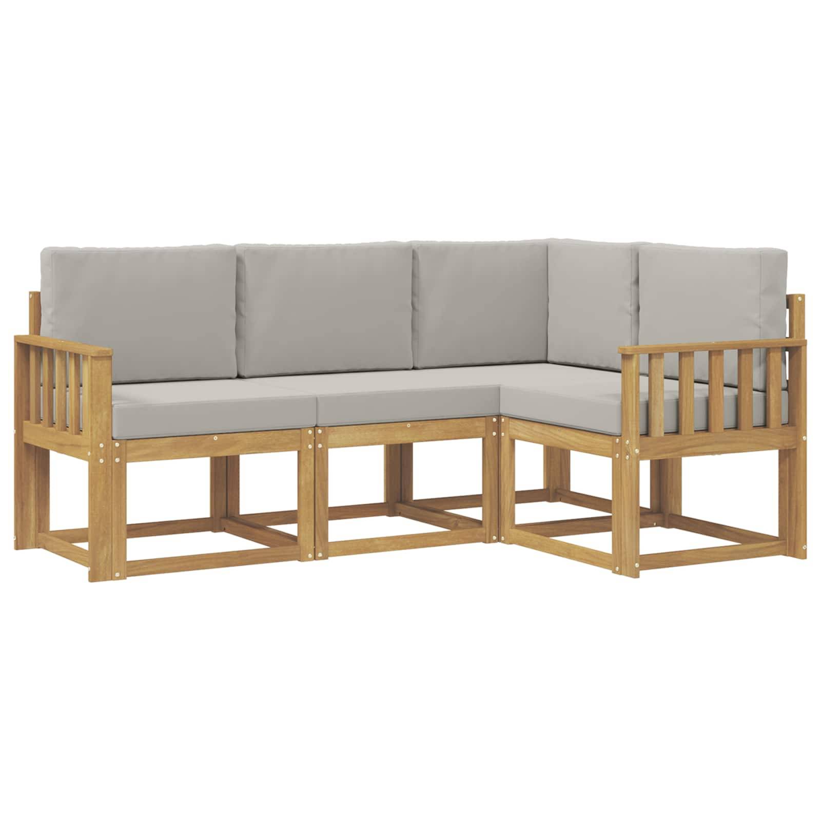 vidaXL Outdoor-Sofagarnitur 4 pcs Weiß und Hellgrau