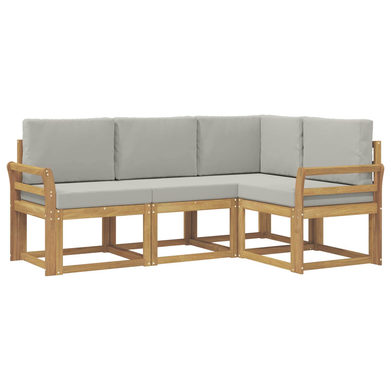 vidaXL Outdoor-Sofagarnitur 4 pcs Weiß und Hellgrau