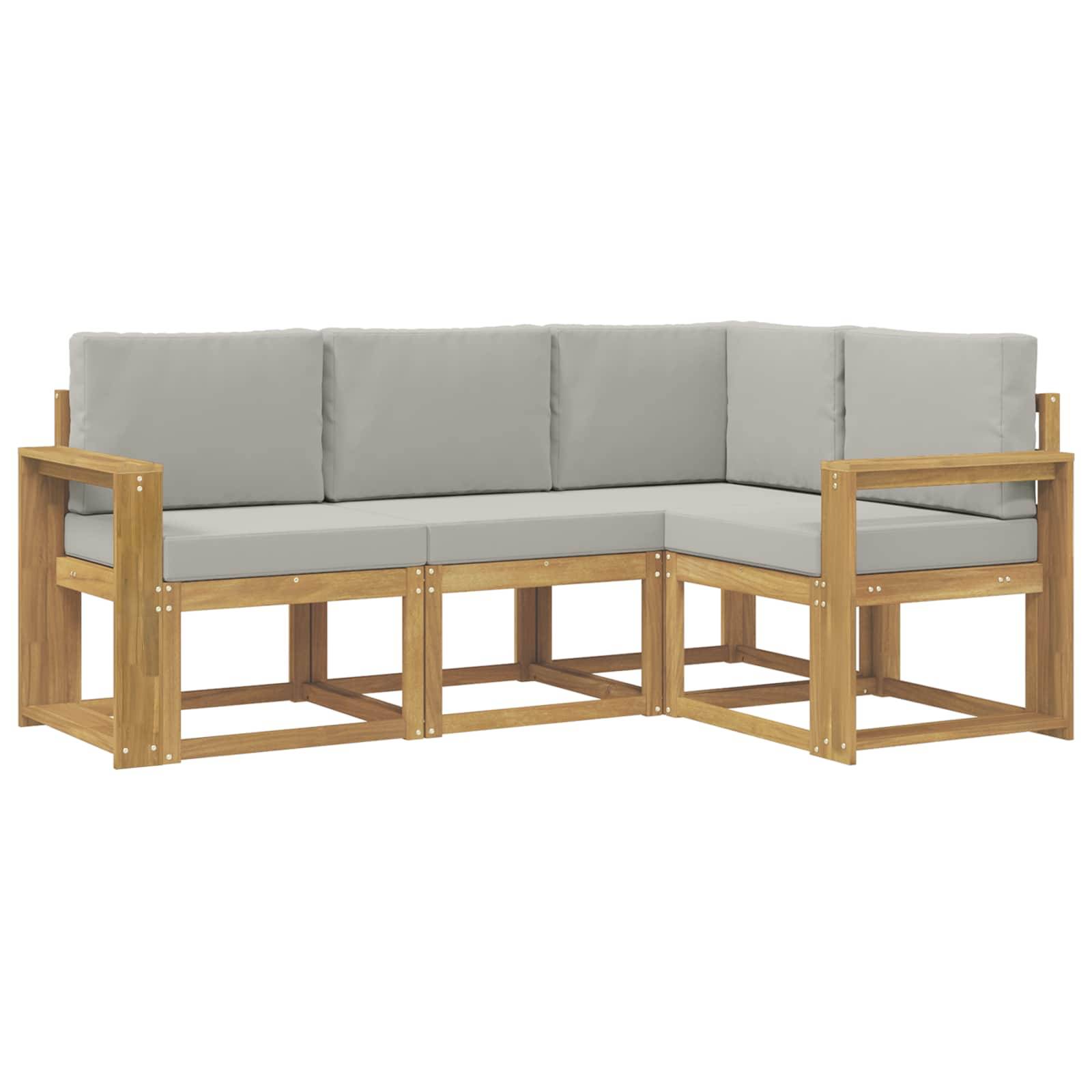 vidaXL Outdoor-Sofagarnitur 4 pcs Weiß und Hellgrau