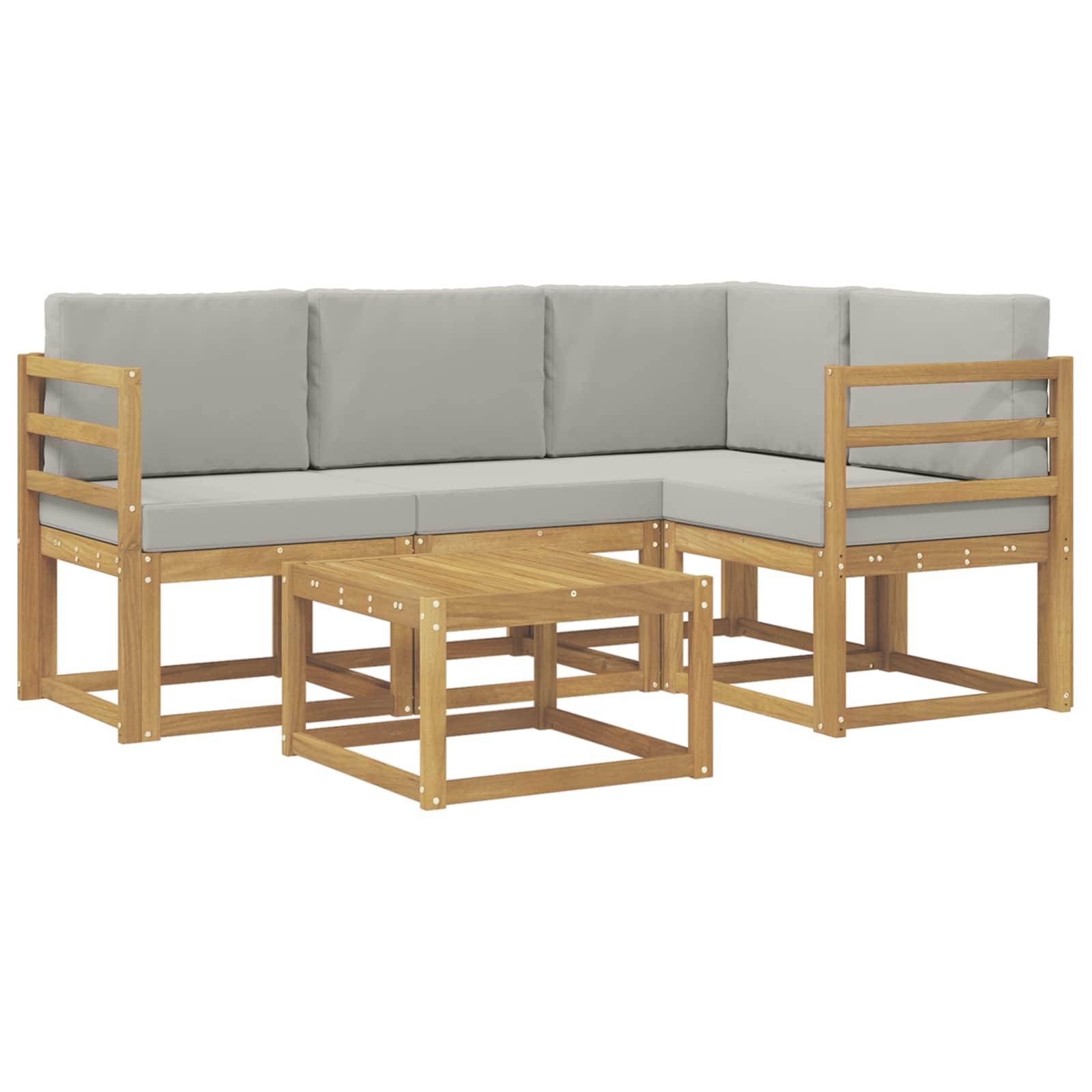 vidaXL Outdoor-Sofagarnitur 5 pcs Weiß und Hellgrau 59 x 59 x 37 cm