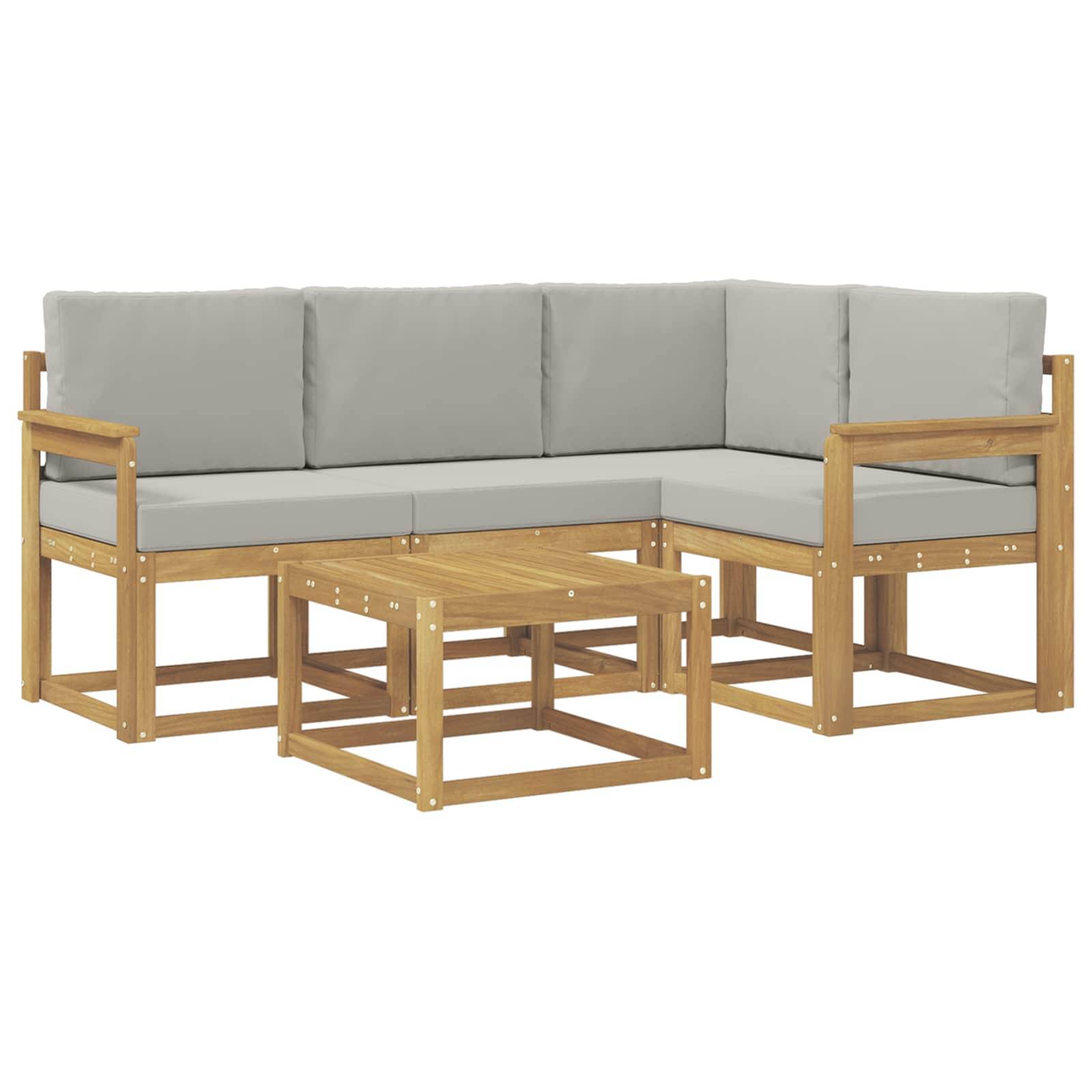 vidaXL Outdoor-Sofagarnitur 5 pcs Weiß und Hellgrau 59 x 59 x 37 cm