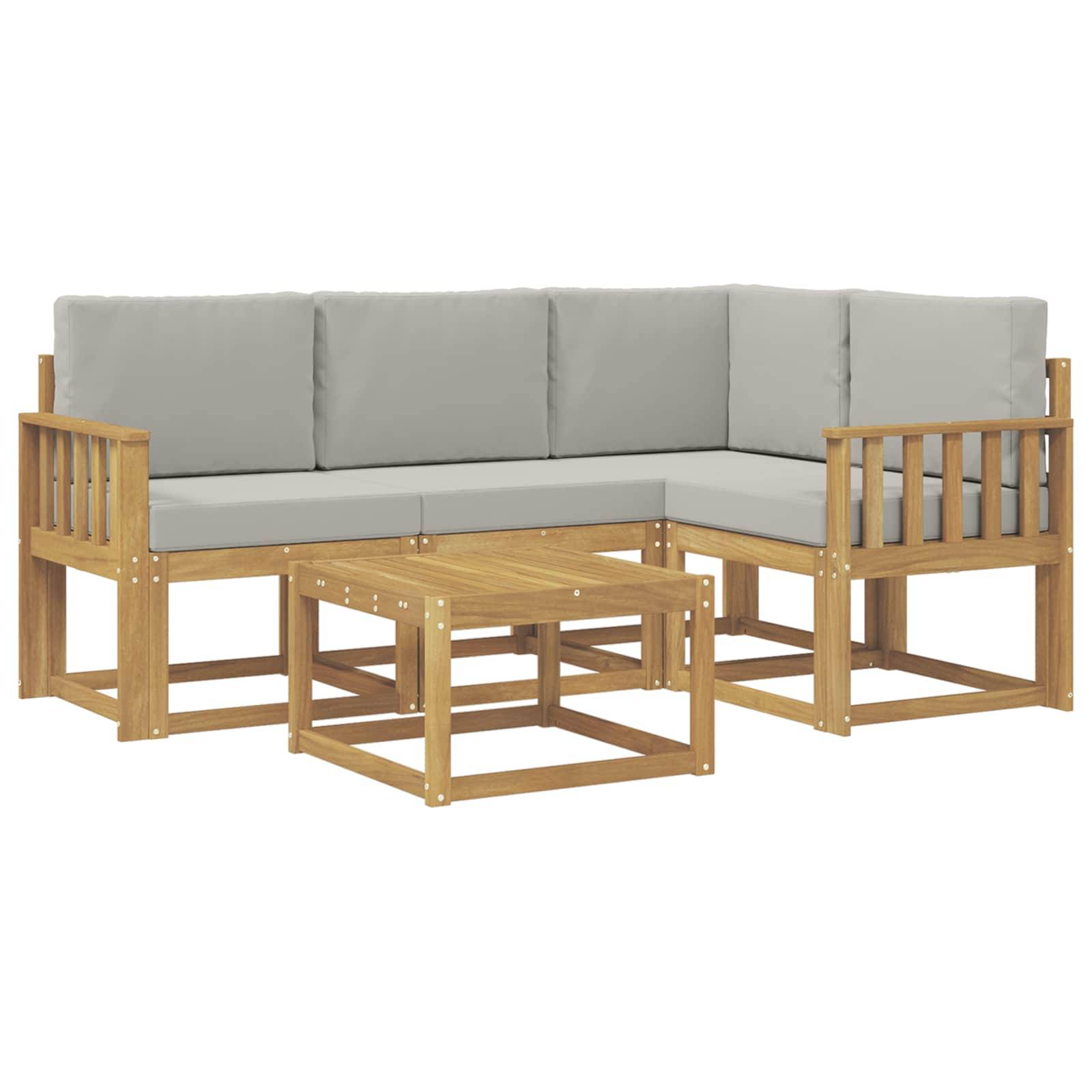 vidaXL Outdoor-Sofagarnitur 5 pcs Weiß und Hellgrau 59 x 59 x 37 cm