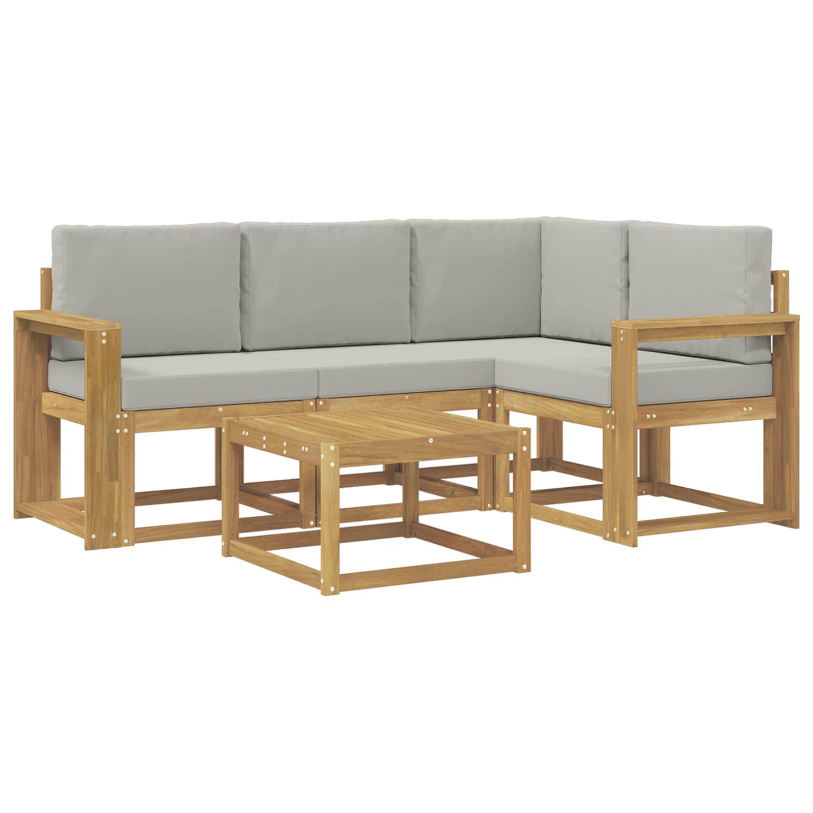 vidaXL Outdoor-Sofagarnitur 5 pcs Weiß und Hellgrau 59 x 59 x 37 cm