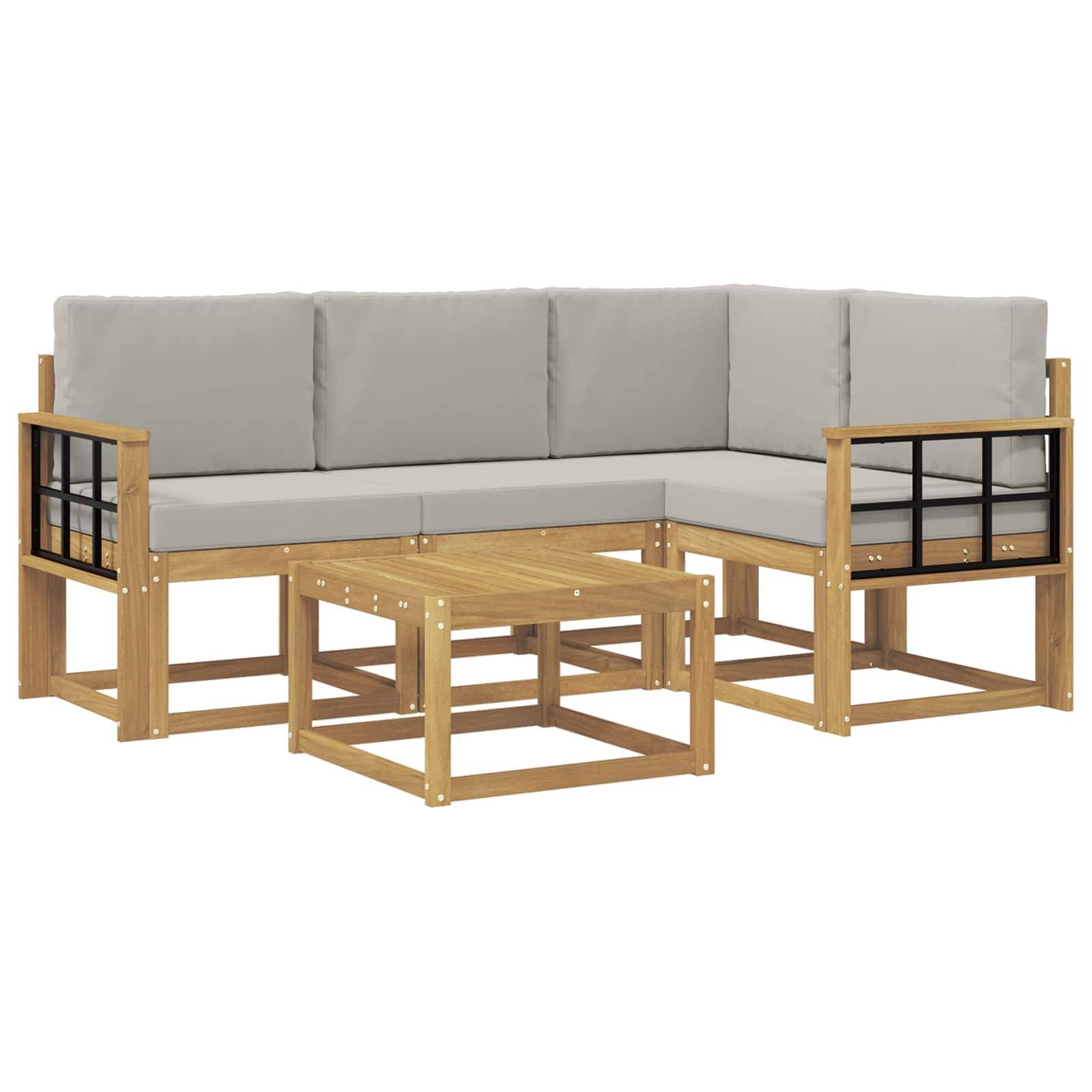 vidaXL Outdoor-Sofagarnitur 5 pcs Weiß und Hellgrau 59 x 59 x 37 cm