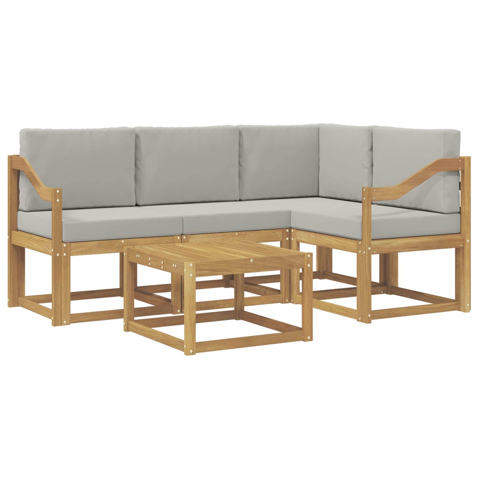 vidaXL Outdoor-Sofagarnitur 5 pcs Weiß und Hellgrau 59 x 59 x 37 cm